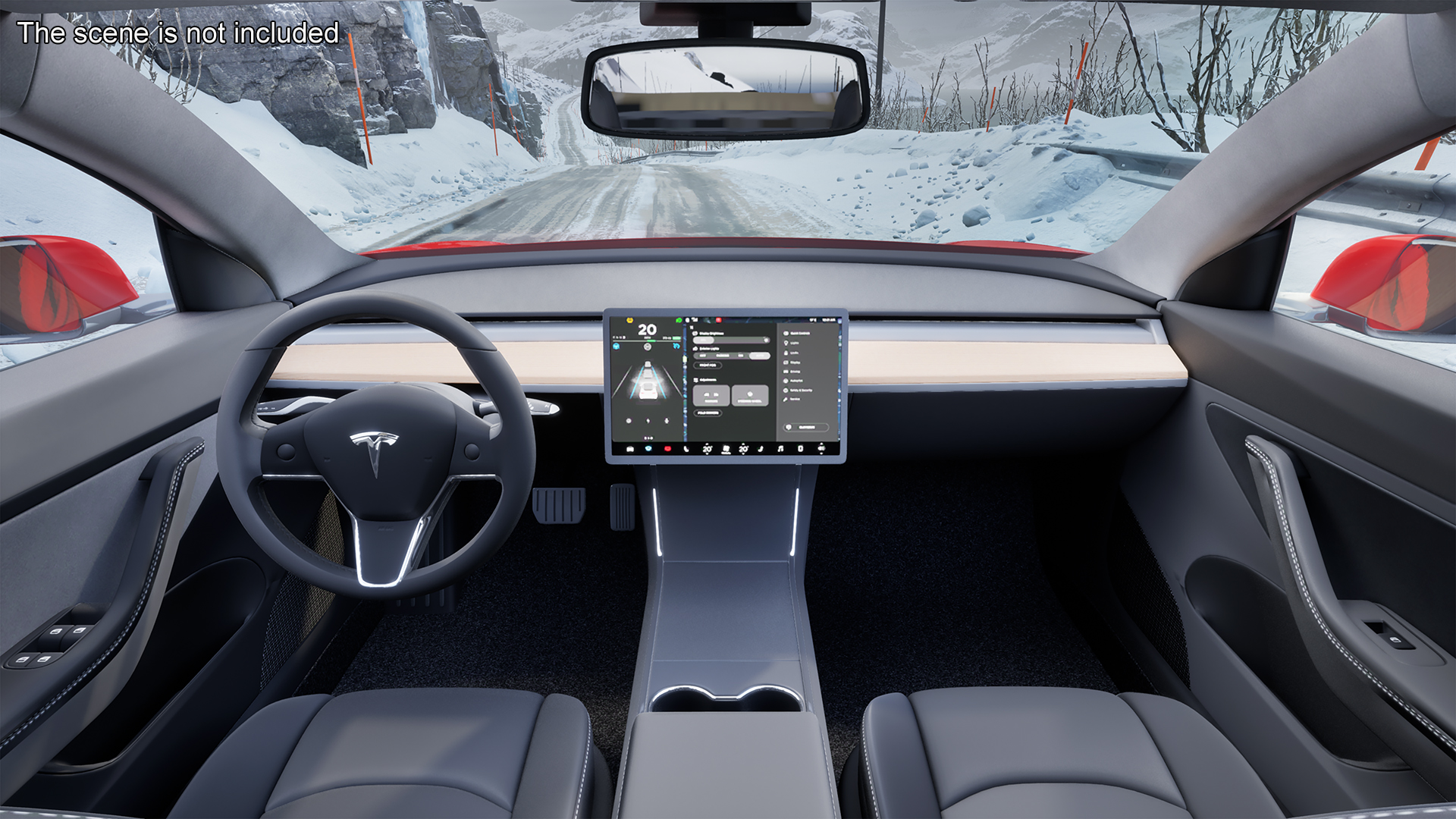 Tesla with Thule Car Roofbox on Roof Rack Rigged for Maya 3D