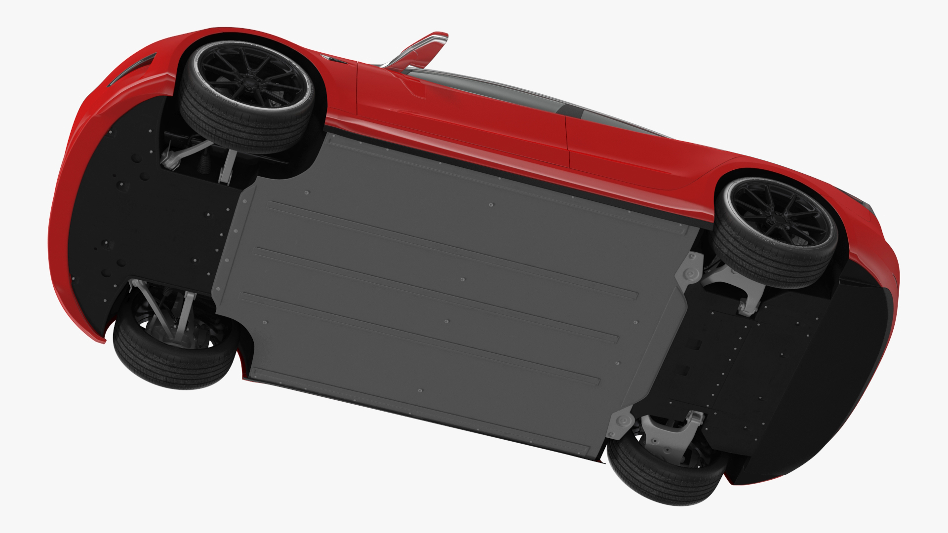 Tesla with Thule Car Roofbox on Roof Rack Rigged for Maya 3D