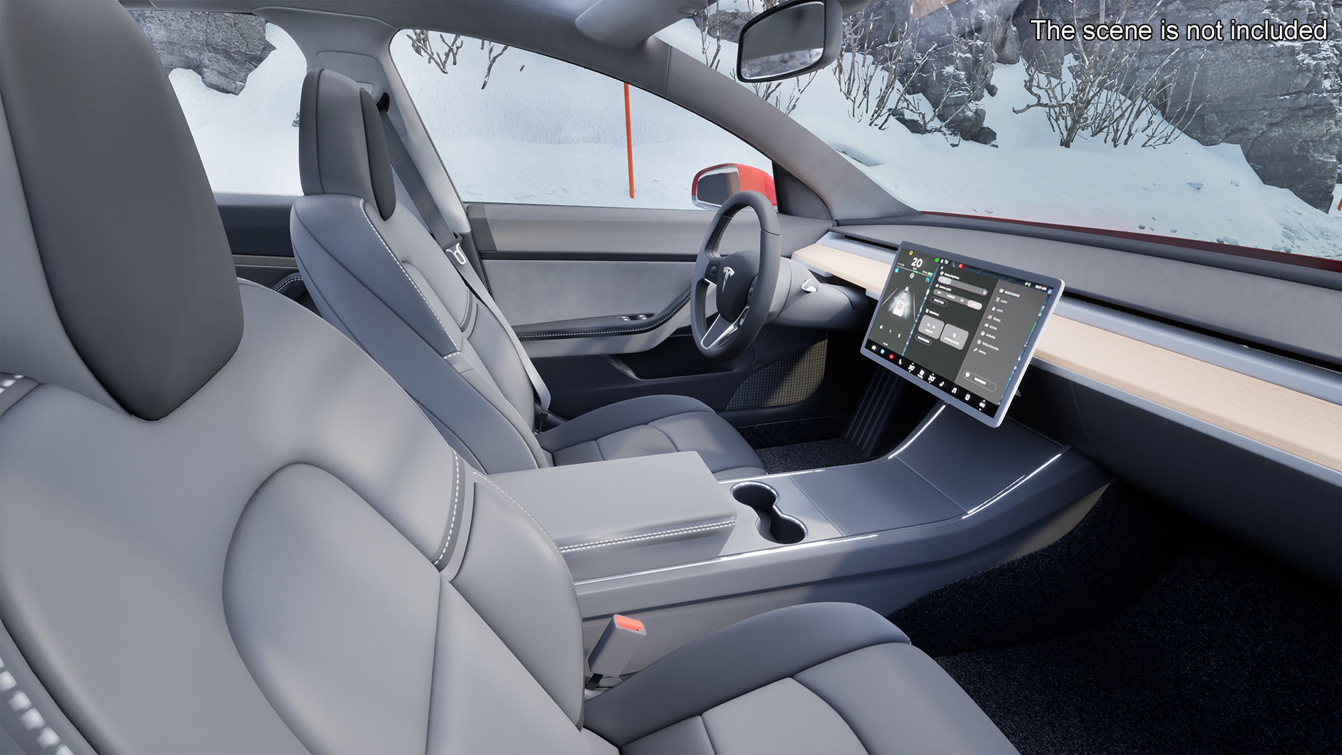 Tesla with Thule Car Roofbox on Roof Rack Rigged for Maya 3D