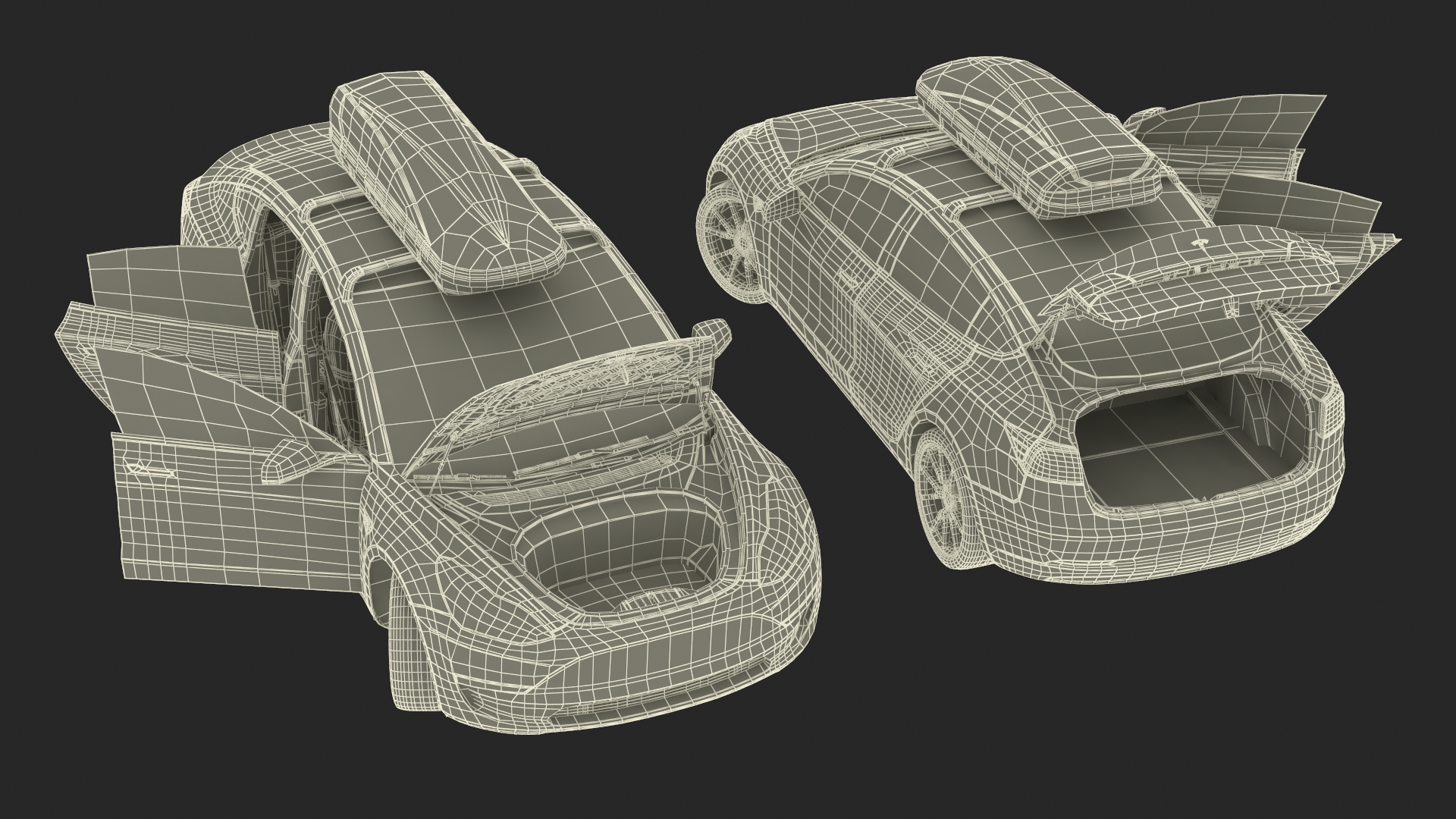Tesla with Thule Car Roofbox on Roof Rack Rigged for Maya 3D