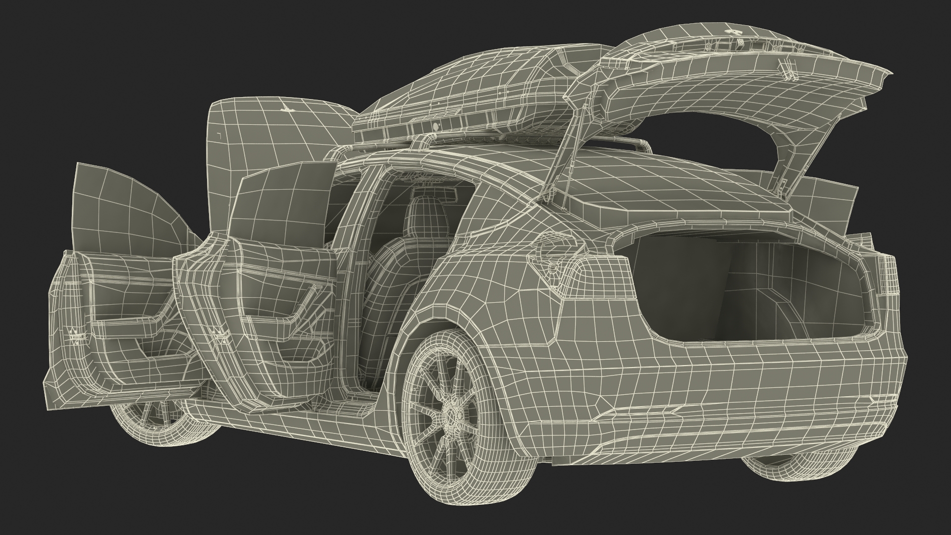 Tesla with Thule Car Roofbox on Roof Rack Rigged for Maya 3D