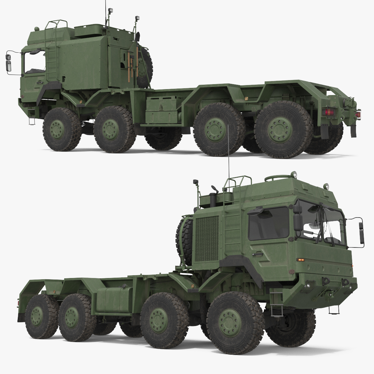 Military Multi Axle Flatbed Chassis Truck Simplified