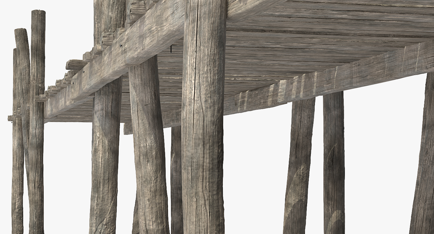 3D Wooden Old Pier with Gondola model