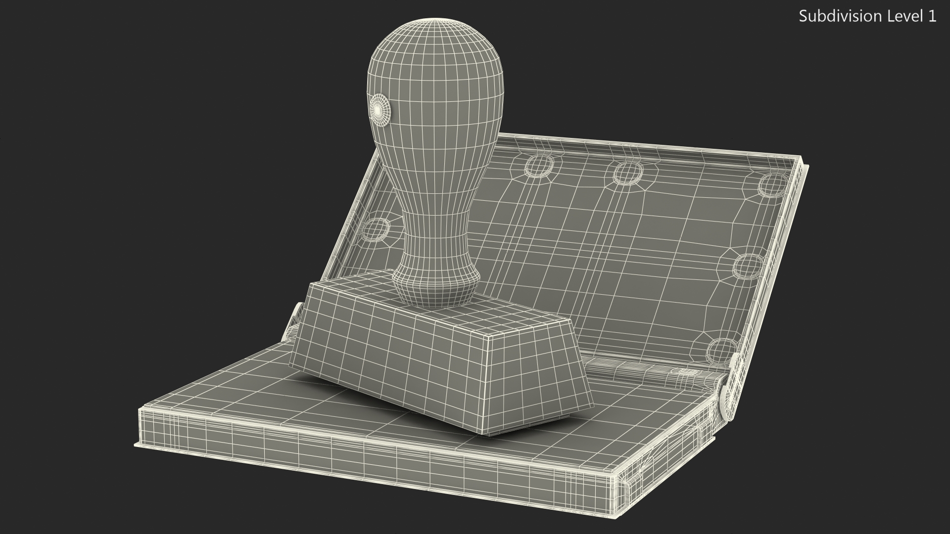 3D Stamp with Wood Handle and Inkpad Certified model