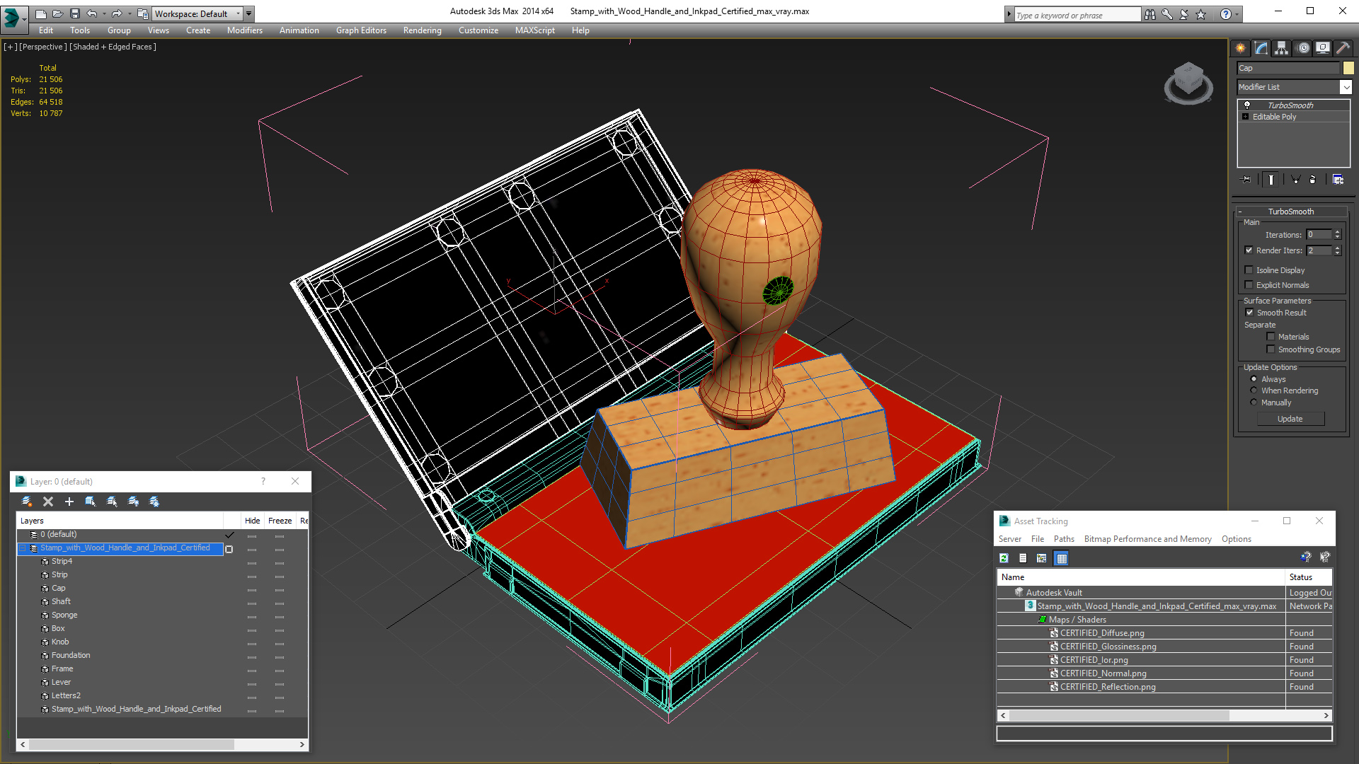 3D Stamp with Wood Handle and Inkpad Certified model