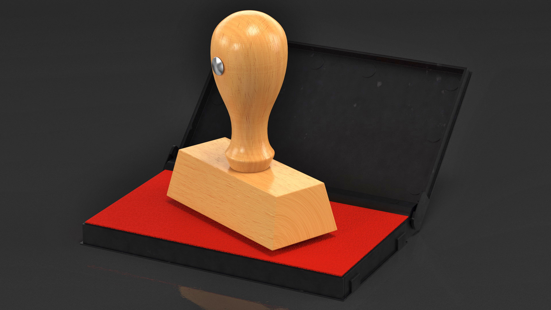 3D Stamp with Wood Handle and Inkpad Certified model