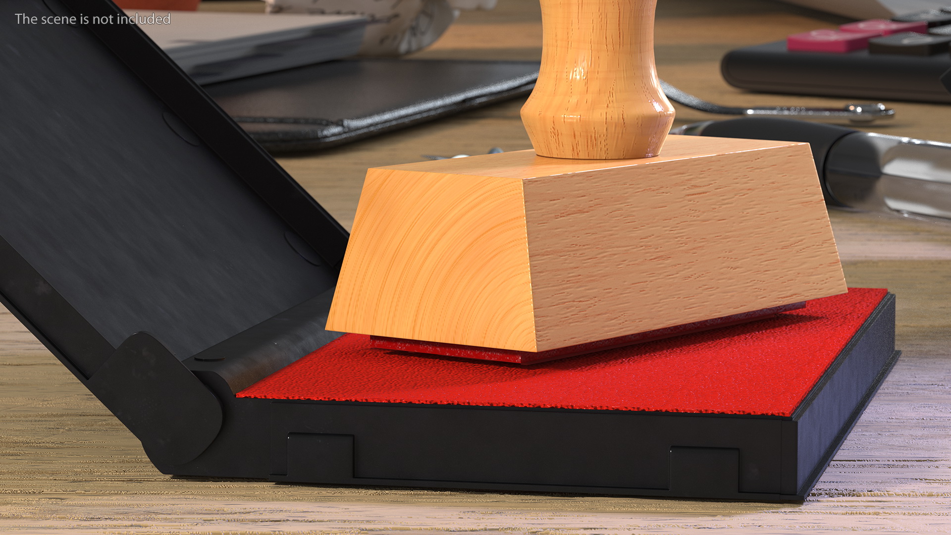 3D Stamp with Wood Handle and Inkpad Certified model