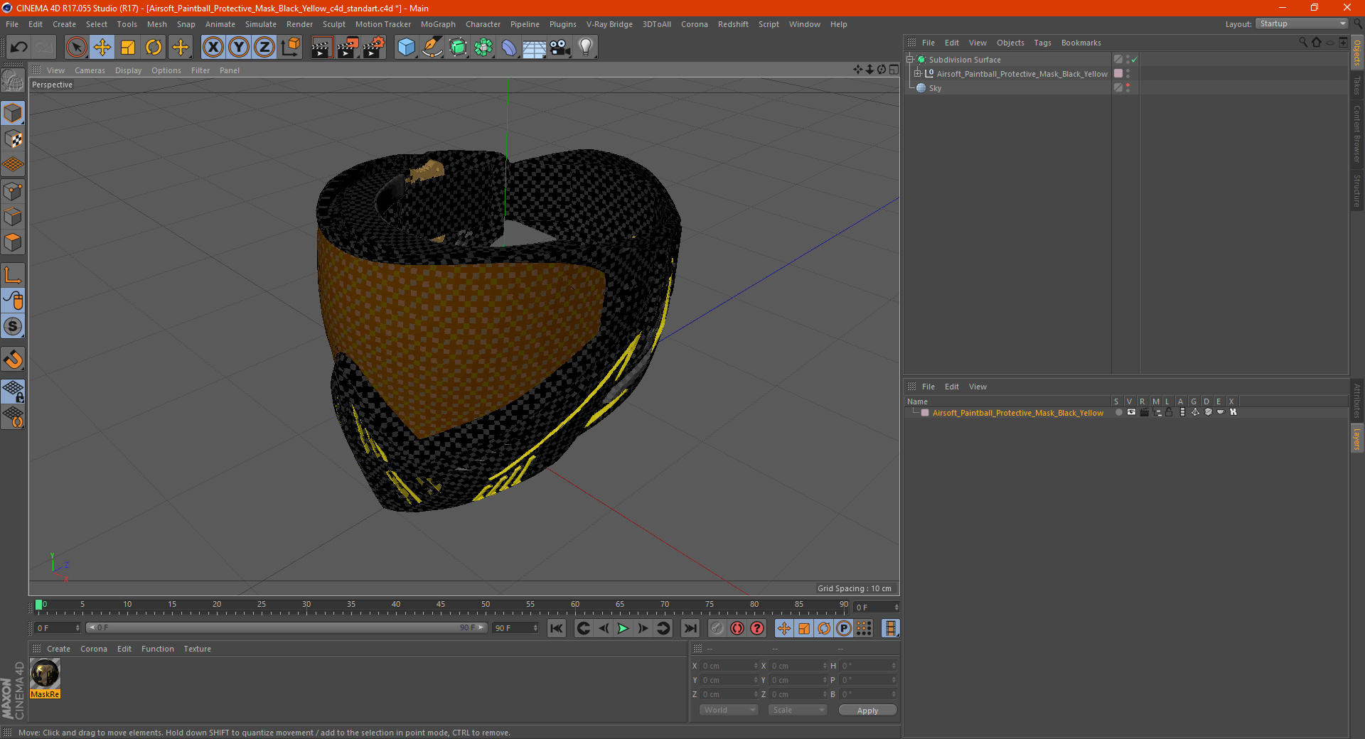 3D Airsoft Paintball Protective Mask Black Yellow