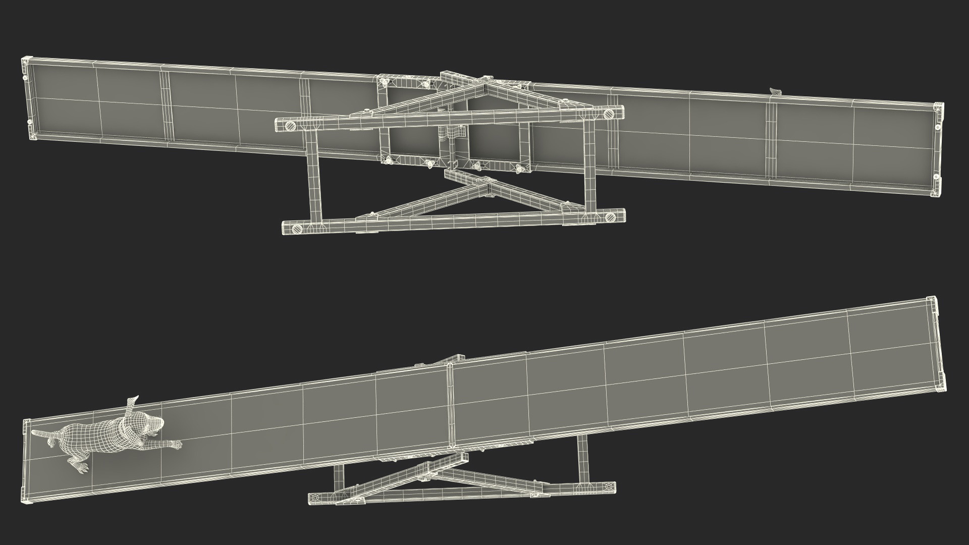 3D Dog Agility Seesaw and Jack Russell Terrier model