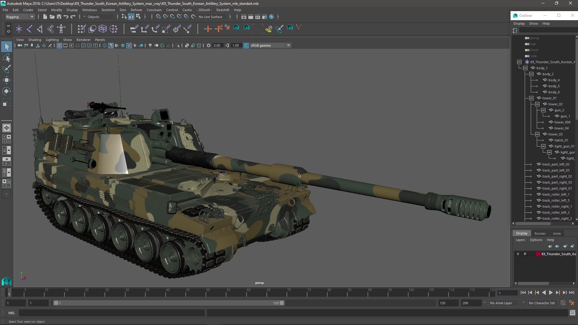 3D model K9 Thunder South Korean Artillery System