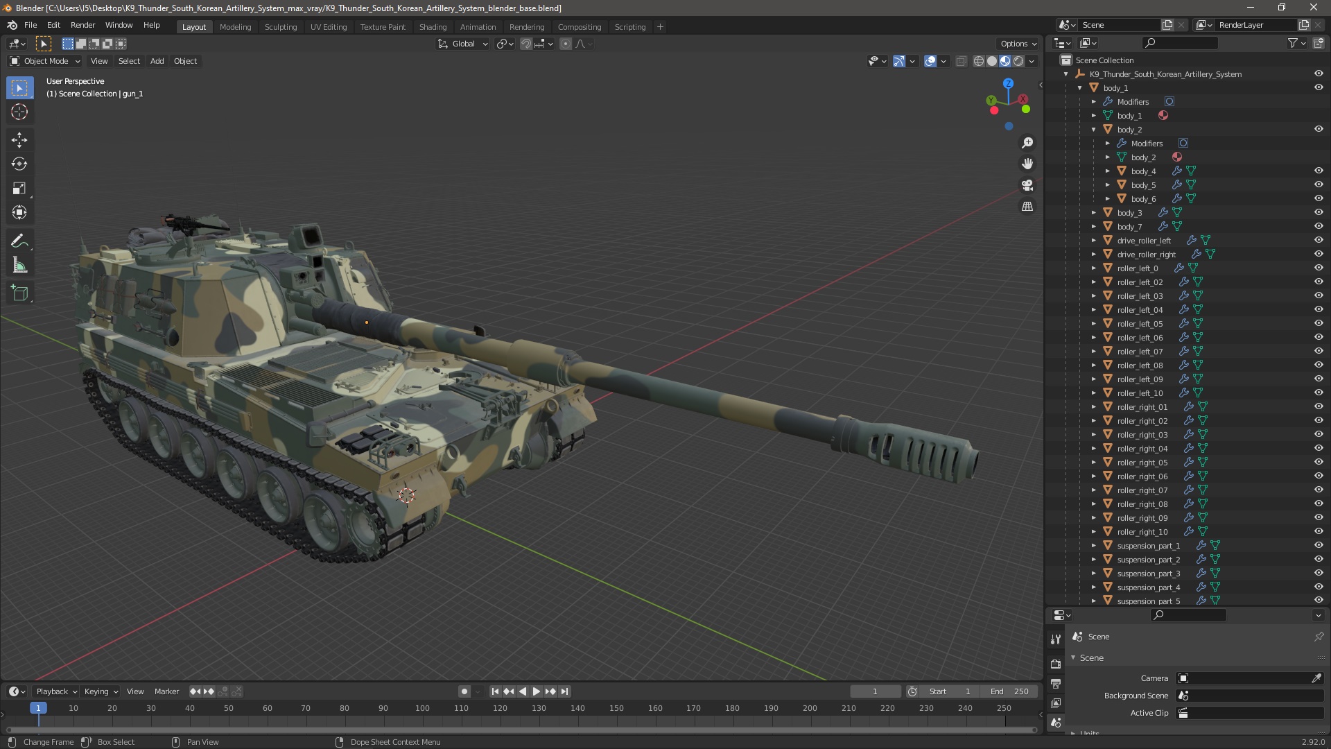 3D model K9 Thunder South Korean Artillery System
