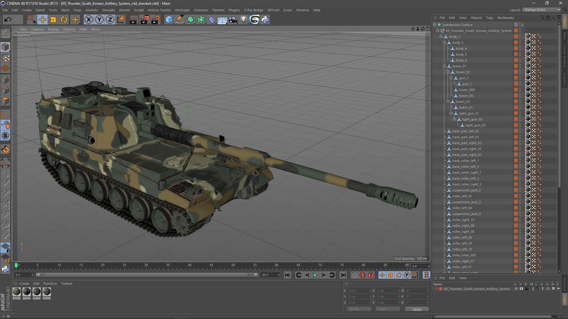 3D model K9 Thunder South Korean Artillery System
