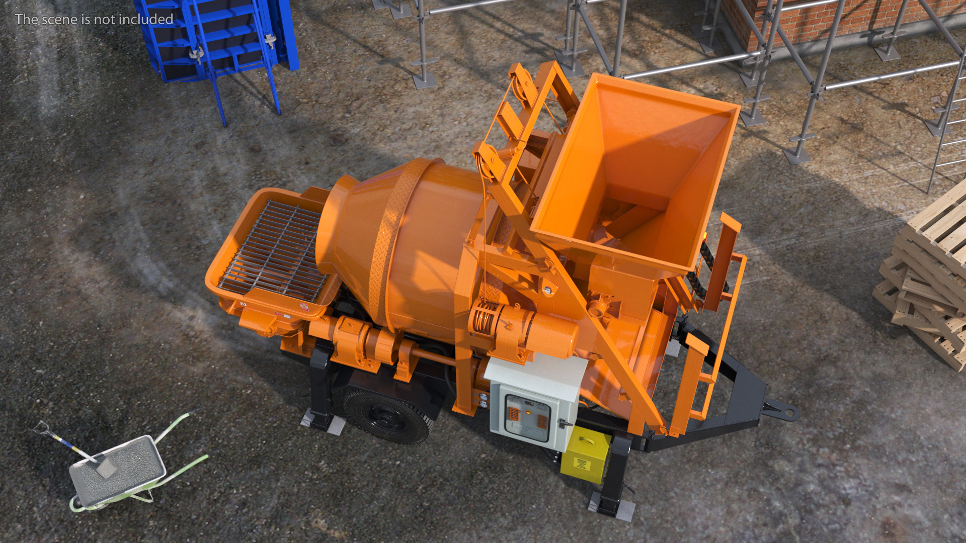 3D Portable Concrete Mixer Pump JBT40 Rigged