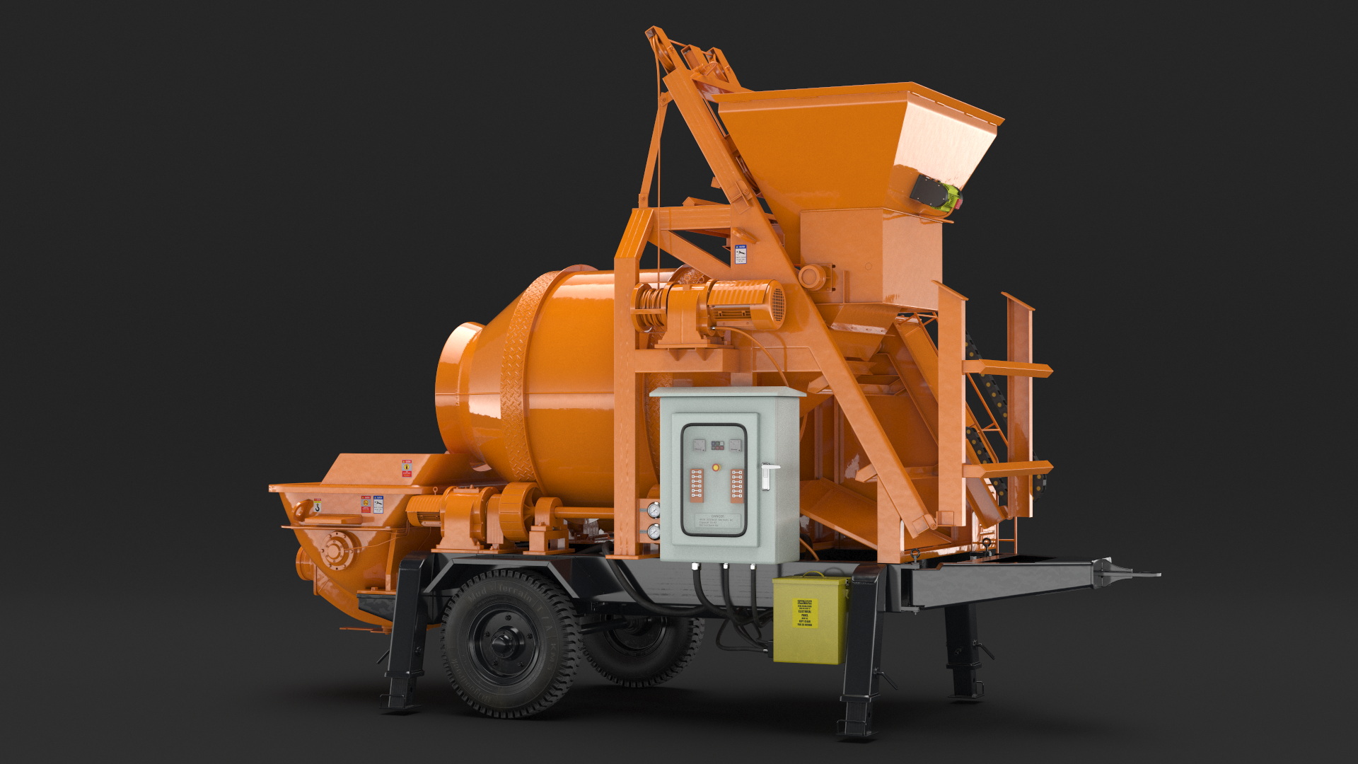 3D Portable Concrete Mixer Pump JBT40 Rigged