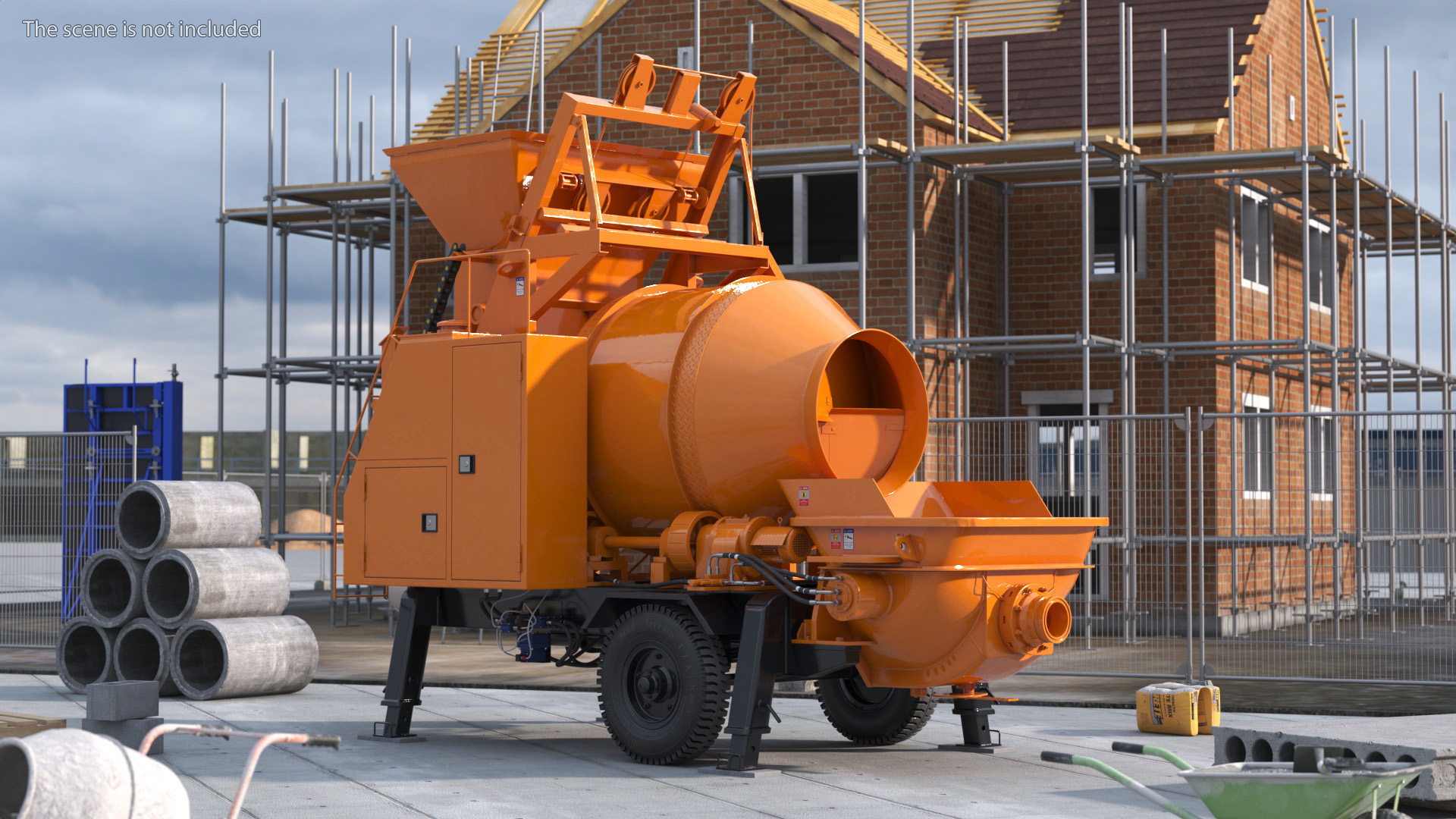 3D Portable Concrete Mixer Pump JBT40 Rigged