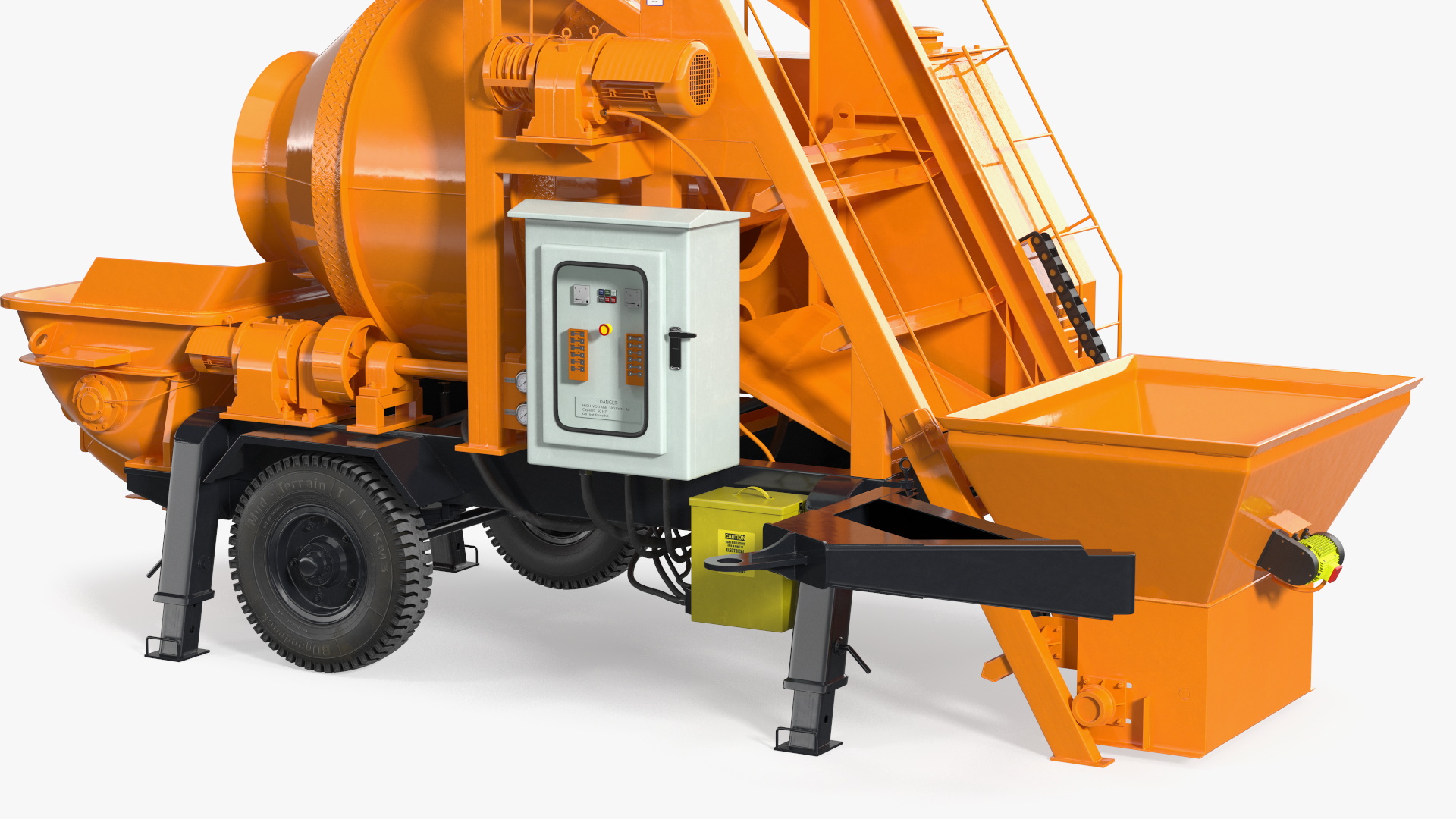 3D Portable Concrete Mixer Pump JBT40 Rigged