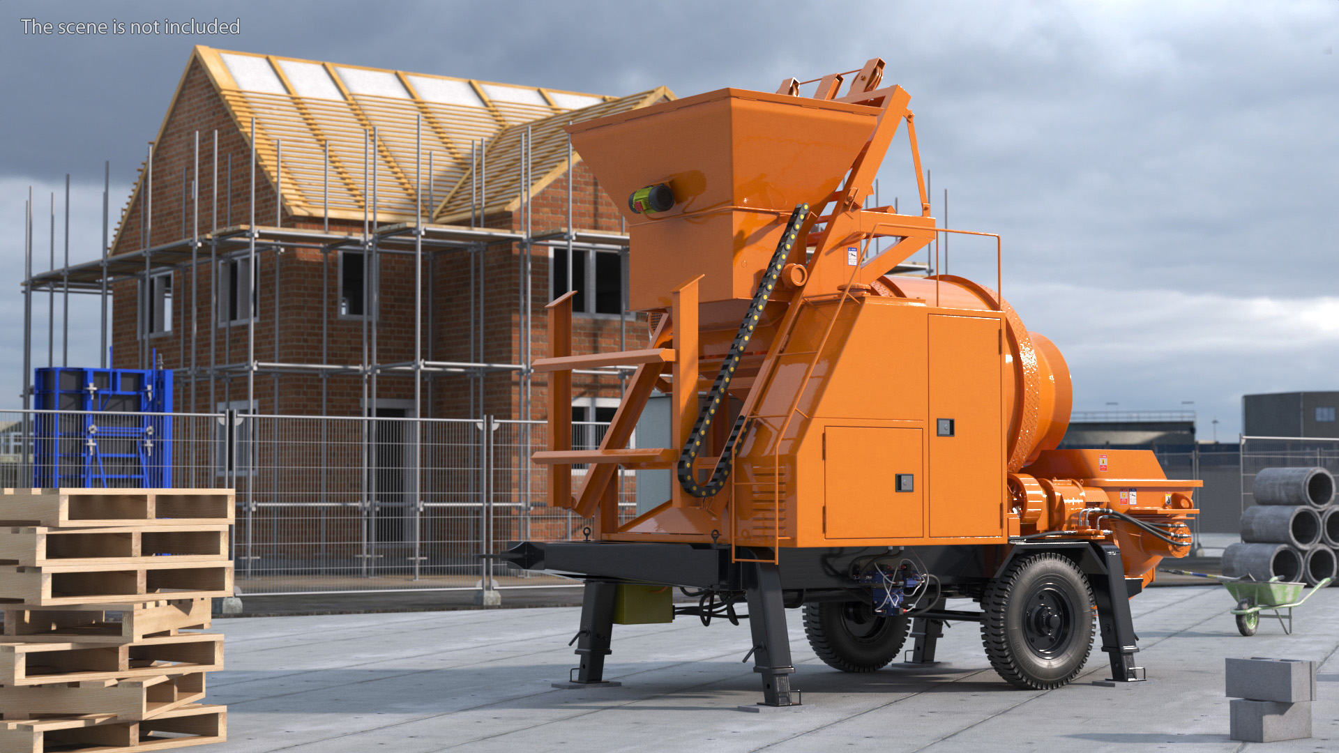 3D Portable Concrete Mixer Pump JBT40 Rigged