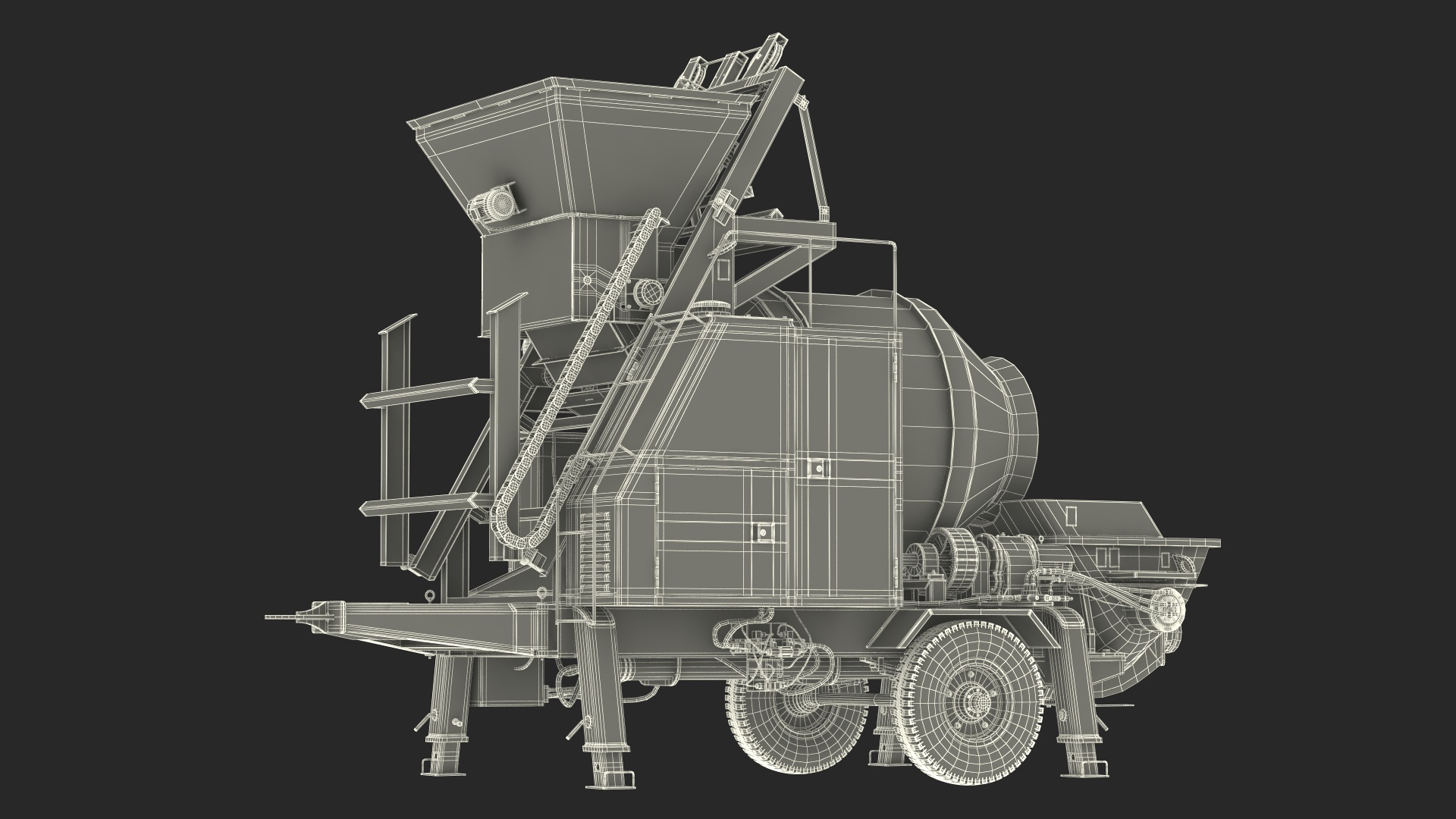 3D Portable Concrete Mixer Pump JBT40 Rigged