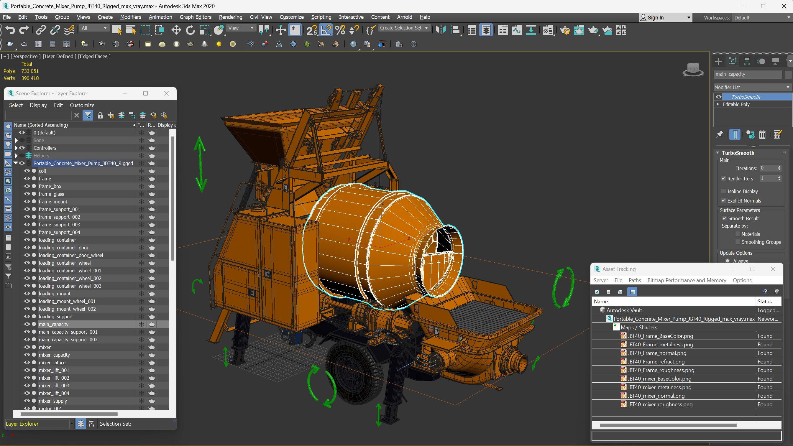 3D Portable Concrete Mixer Pump JBT40 Rigged