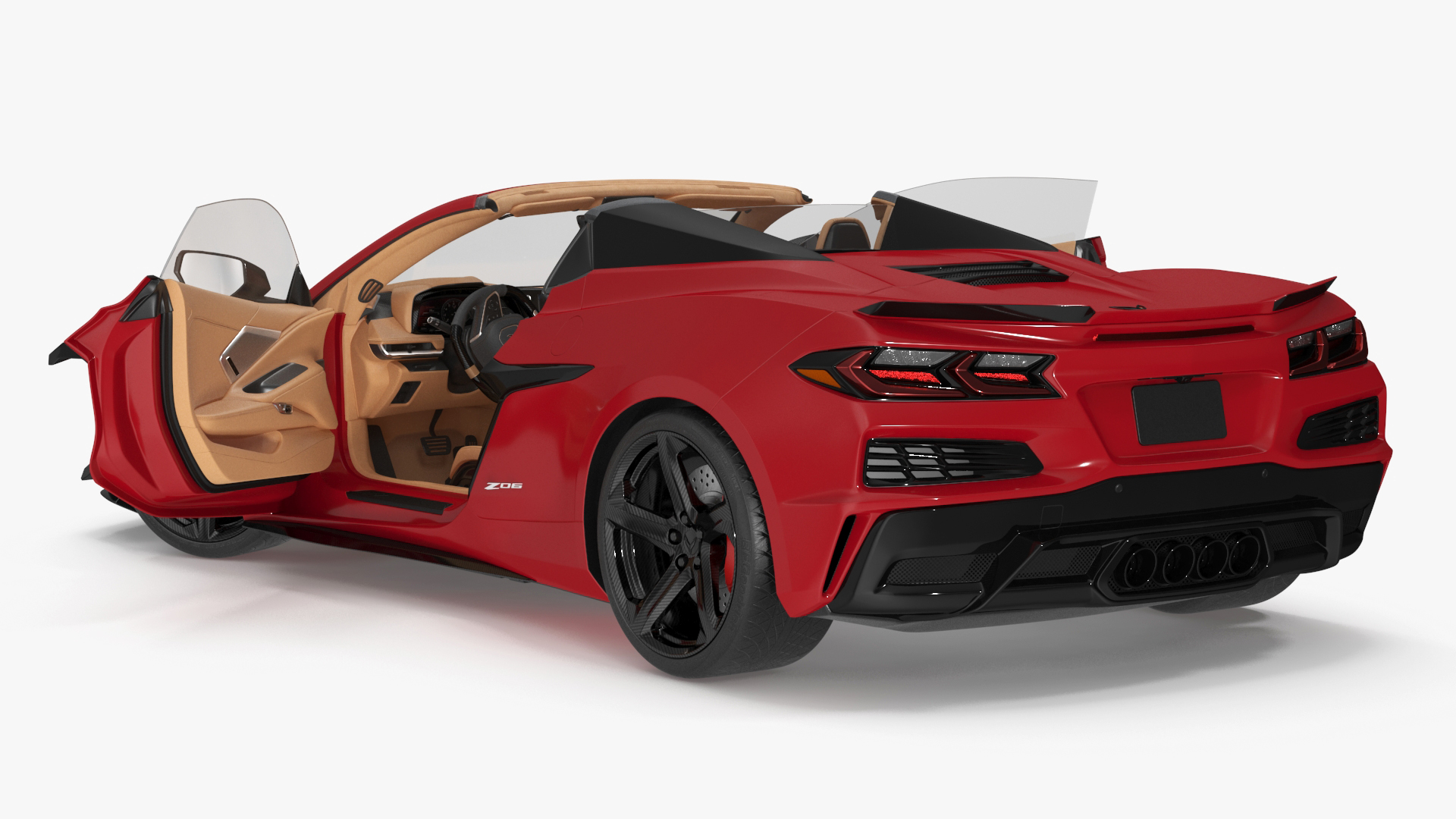 Cabriolet 2023 Chevrolet Corvette Z06 Open Red Rigged for Cinema 4D 3D