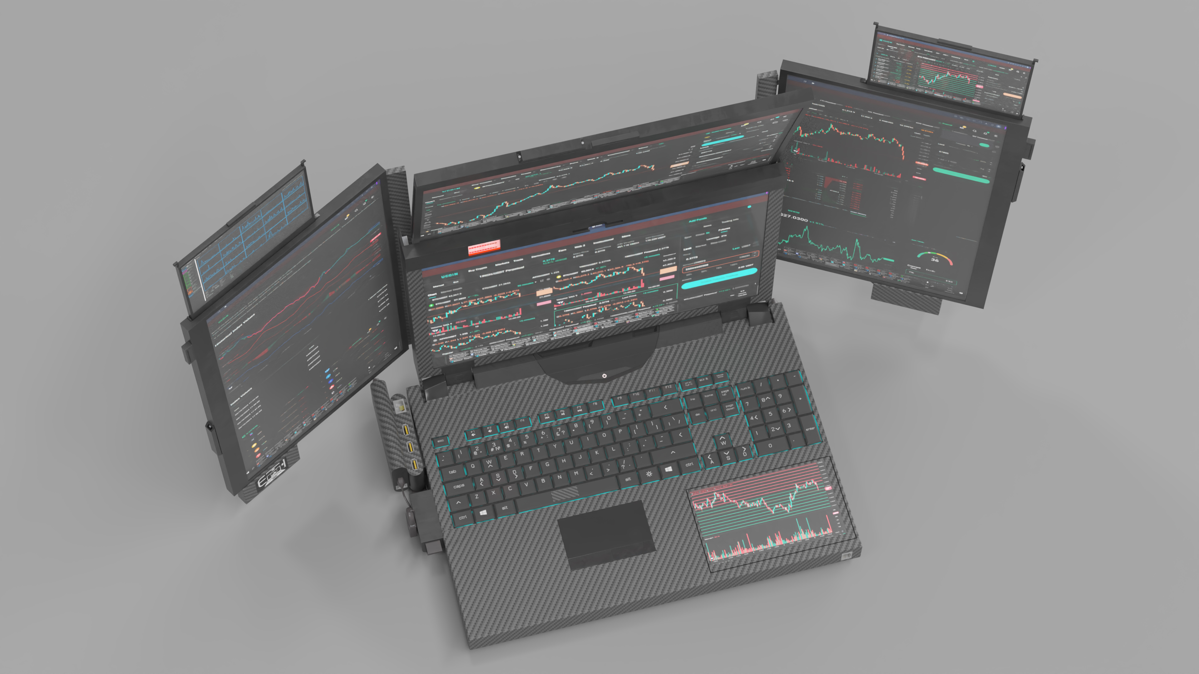 3D Professional Laptop with Miner Software Rigged