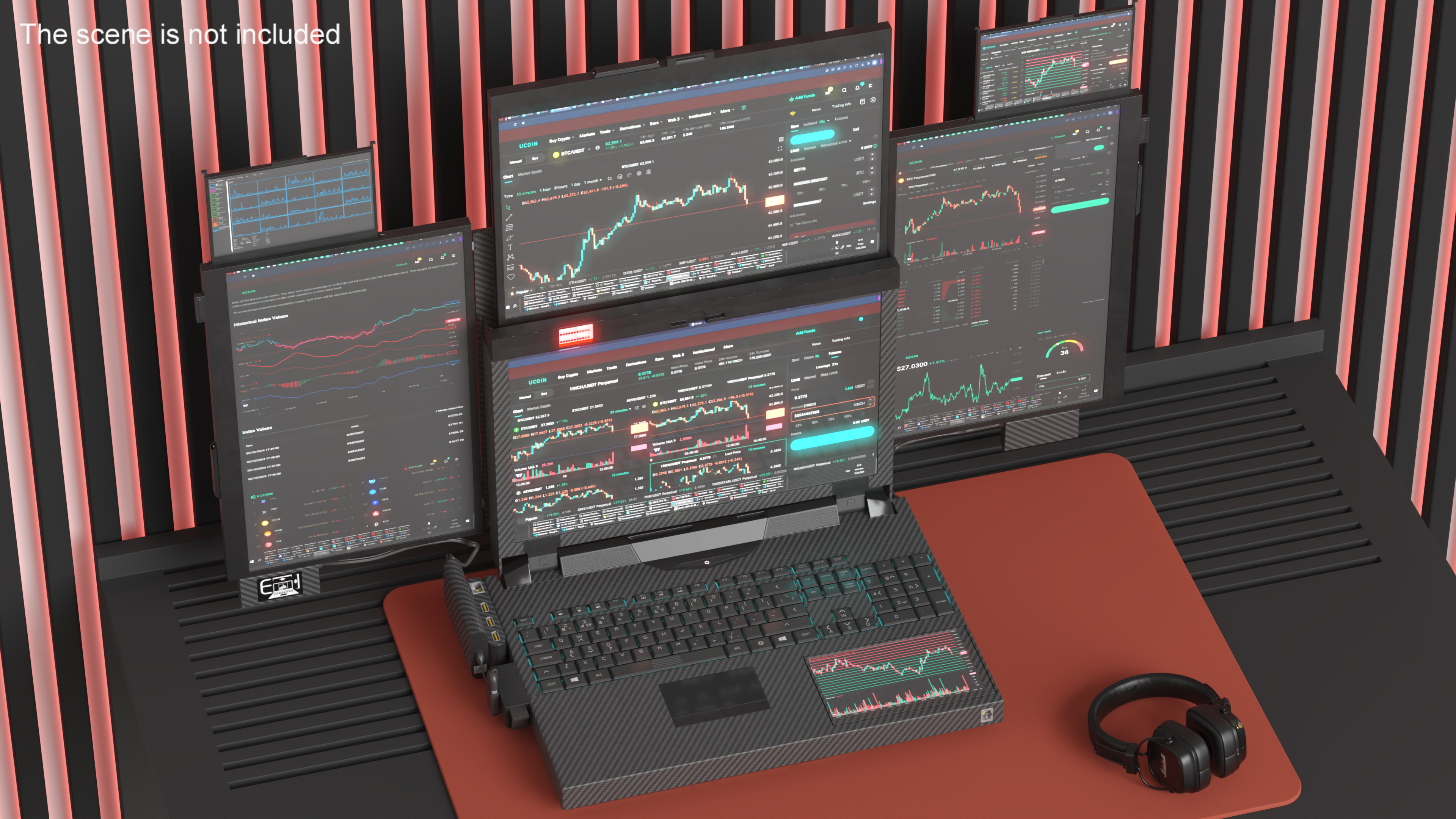 3D Professional Laptop with Miner Software Rigged