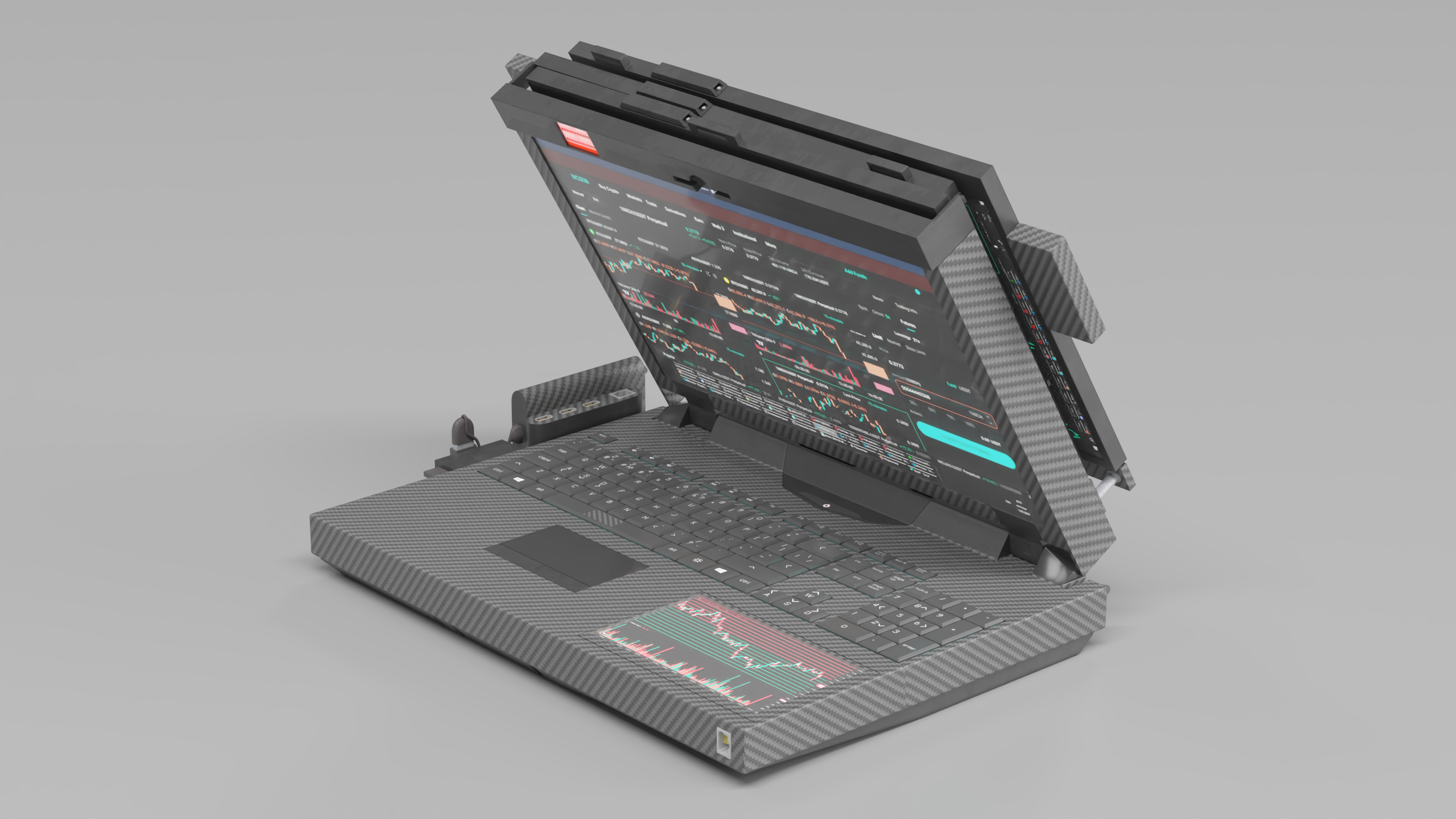 3D Professional Laptop with Miner Software Rigged
