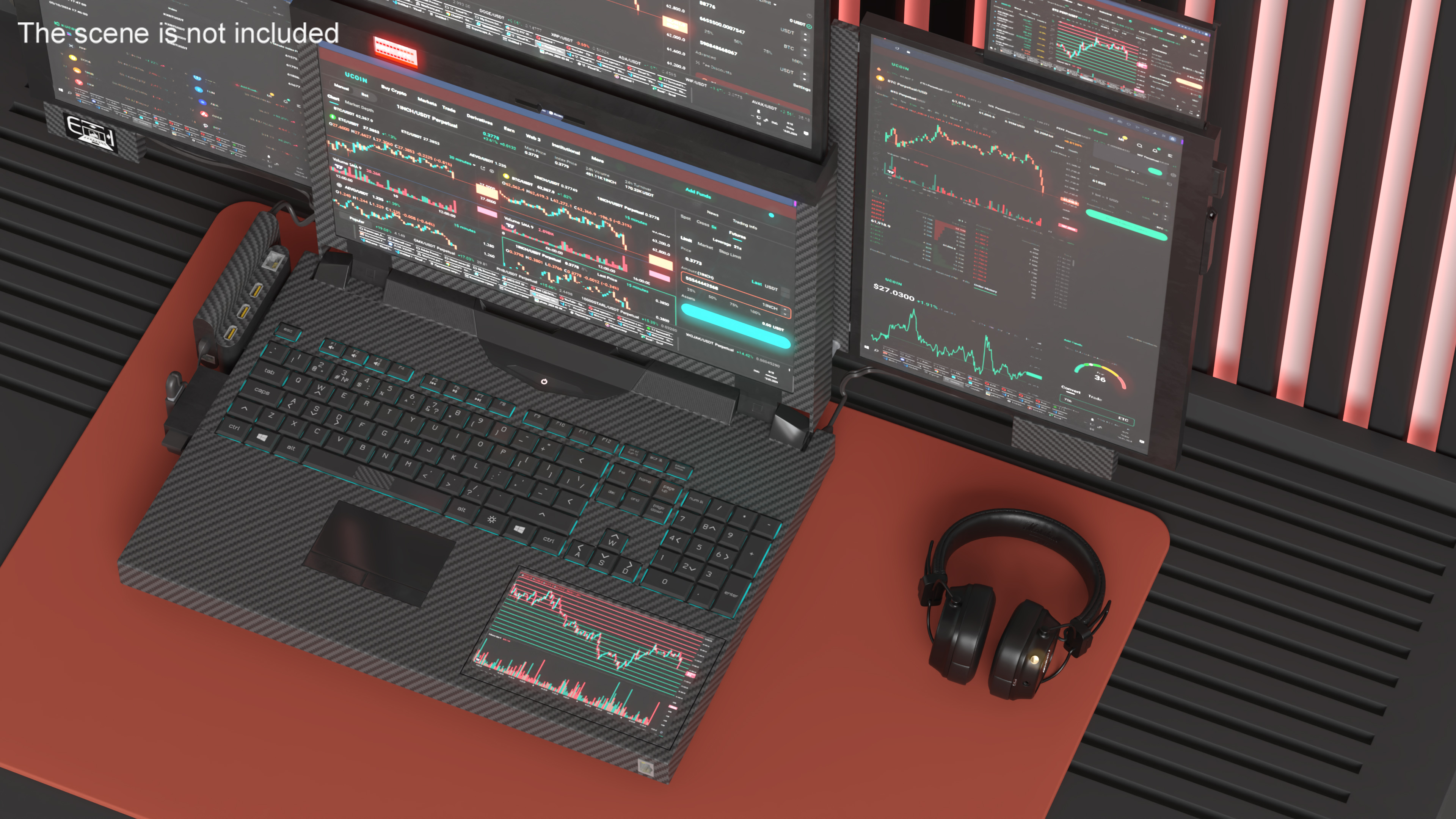 3D Professional Laptop with Miner Software Rigged