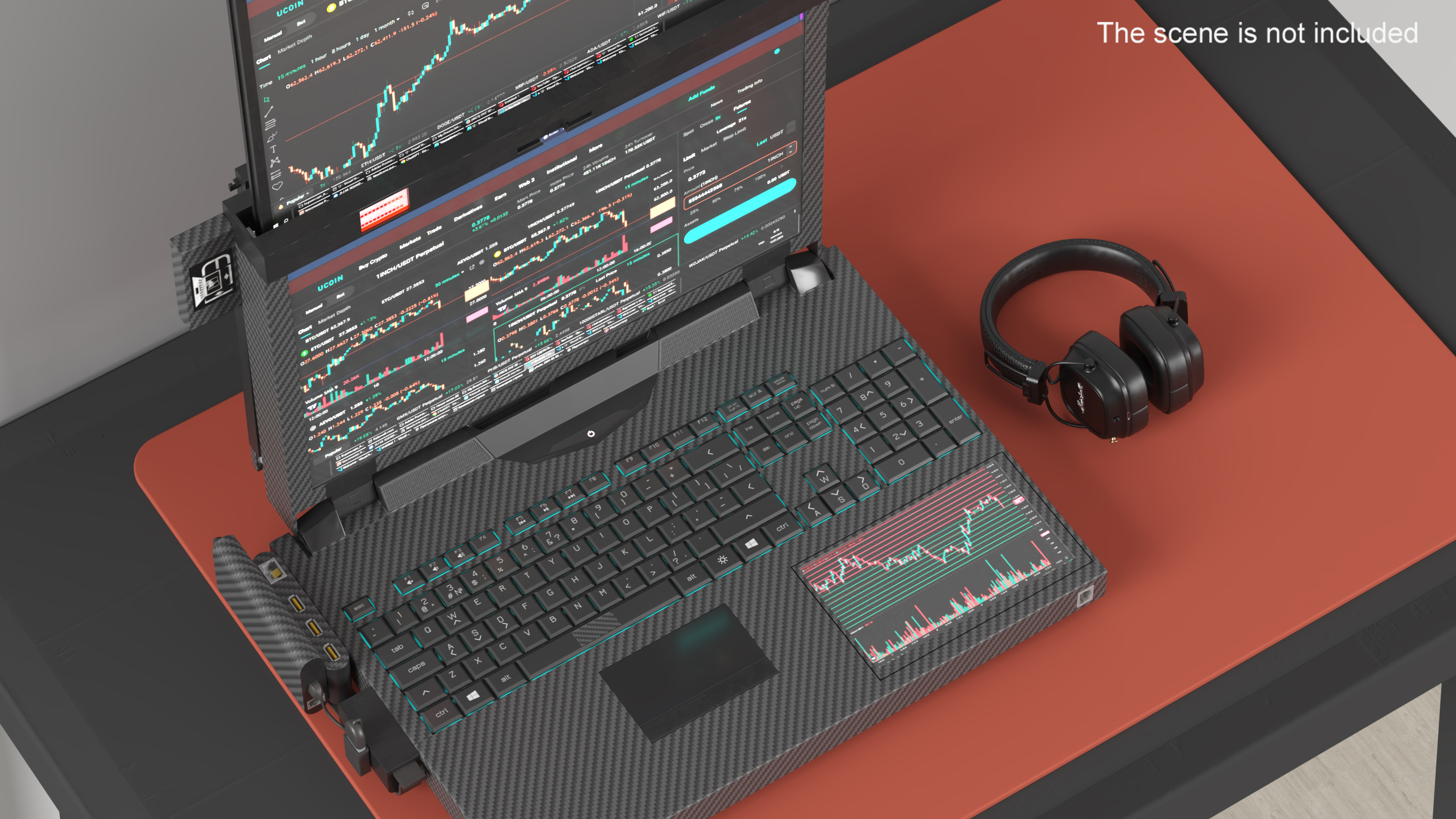 3D Professional Laptop with Miner Software Rigged