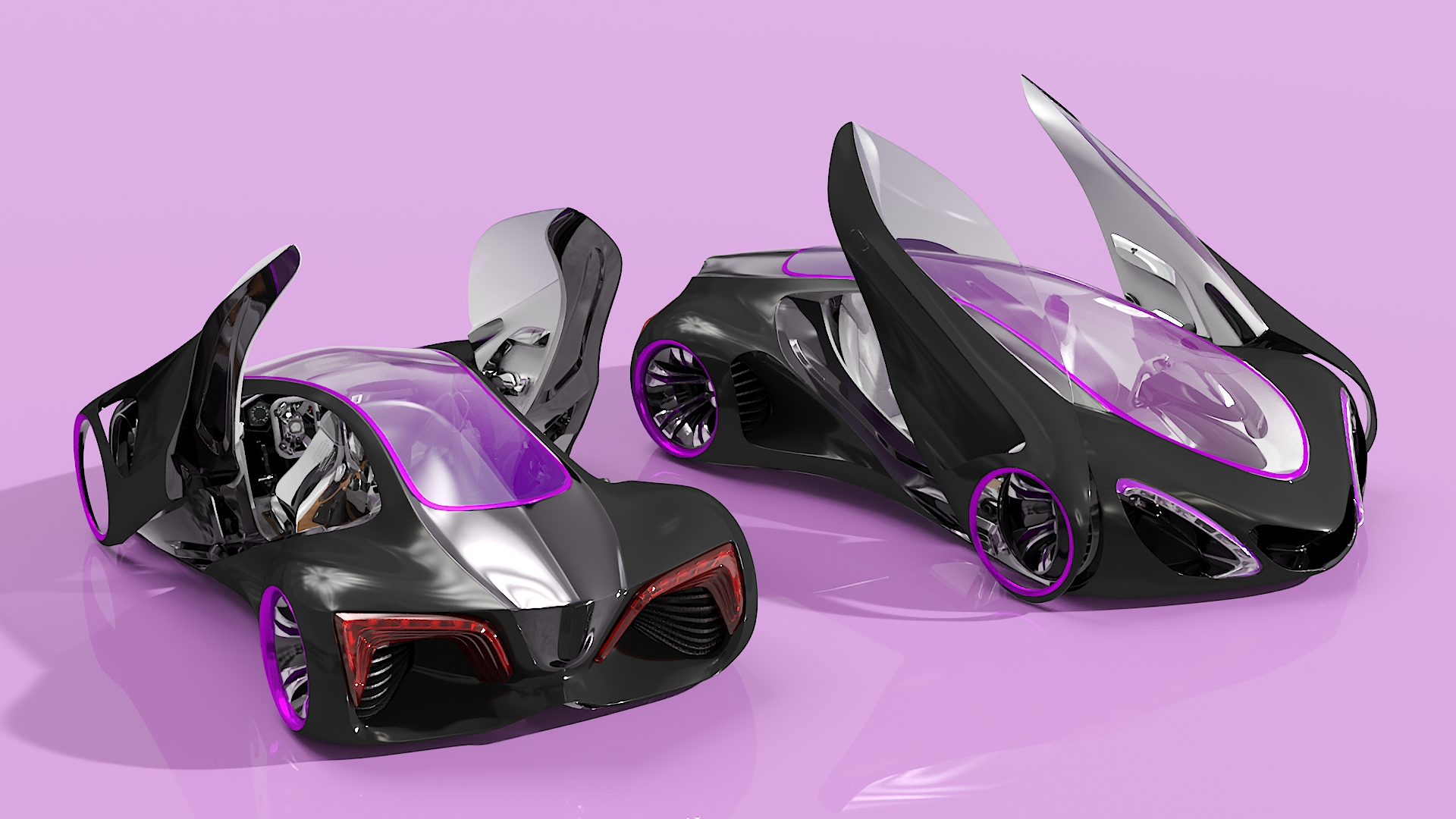 Futuristic Concept S-Class Vehicle Black Rigged 3D