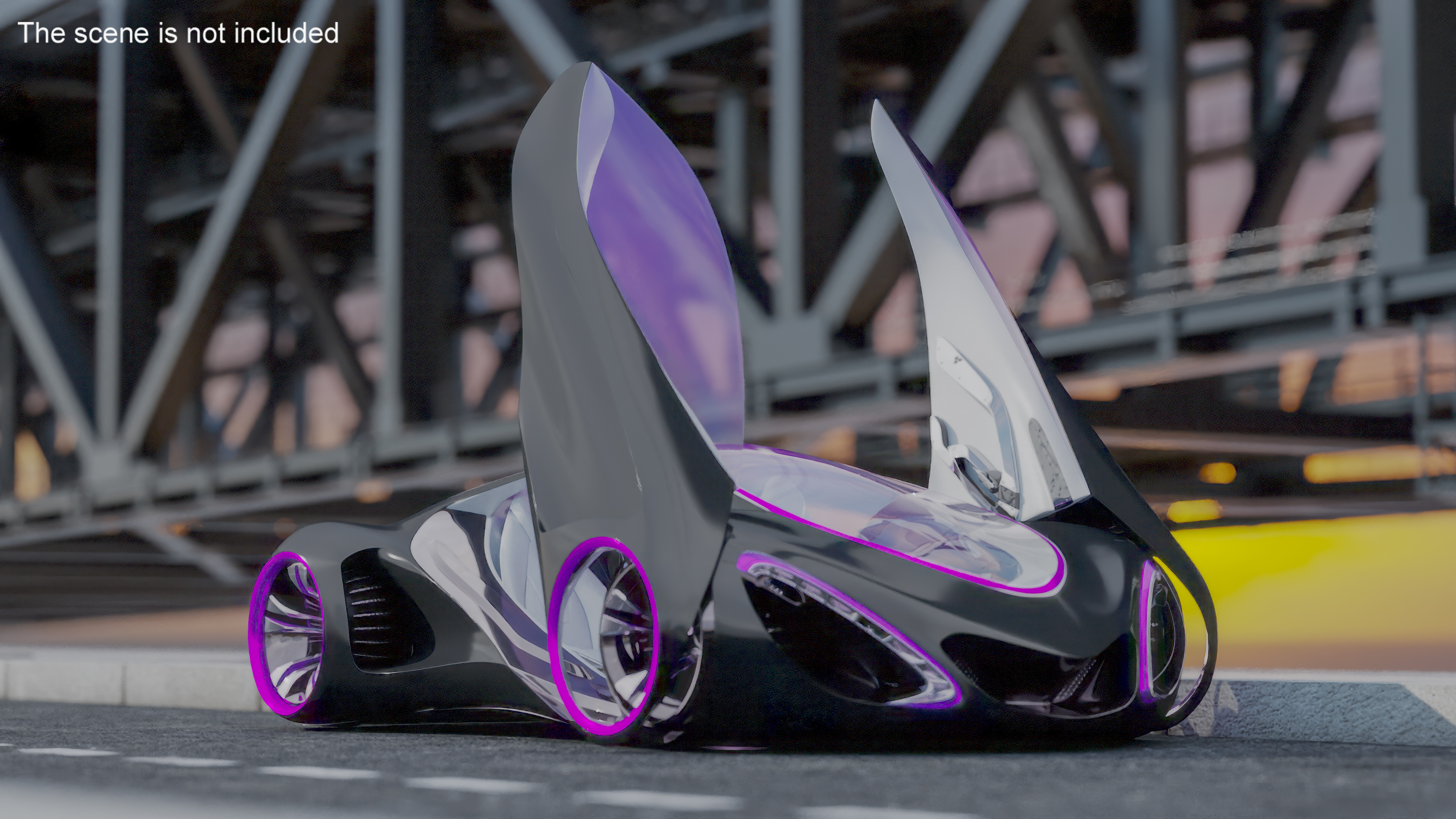 Futuristic Concept S-Class Vehicle Black Rigged 3D