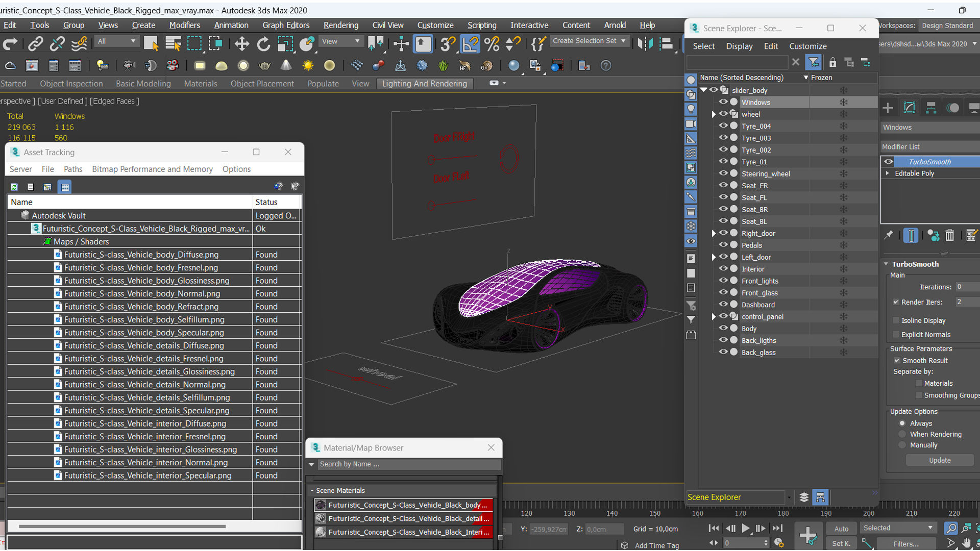 Futuristic Concept S-Class Vehicle Black Rigged 3D