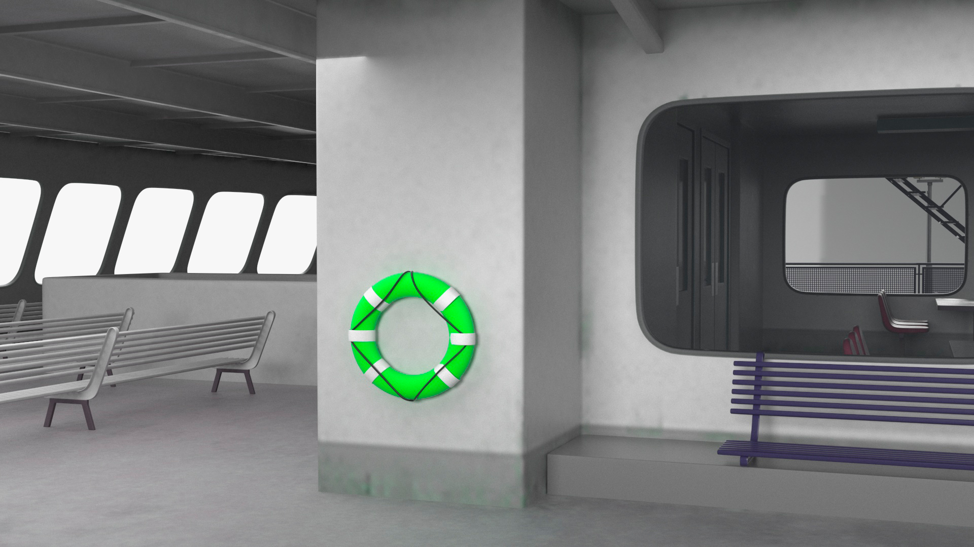 3D model Large Ship in Floating Drydock