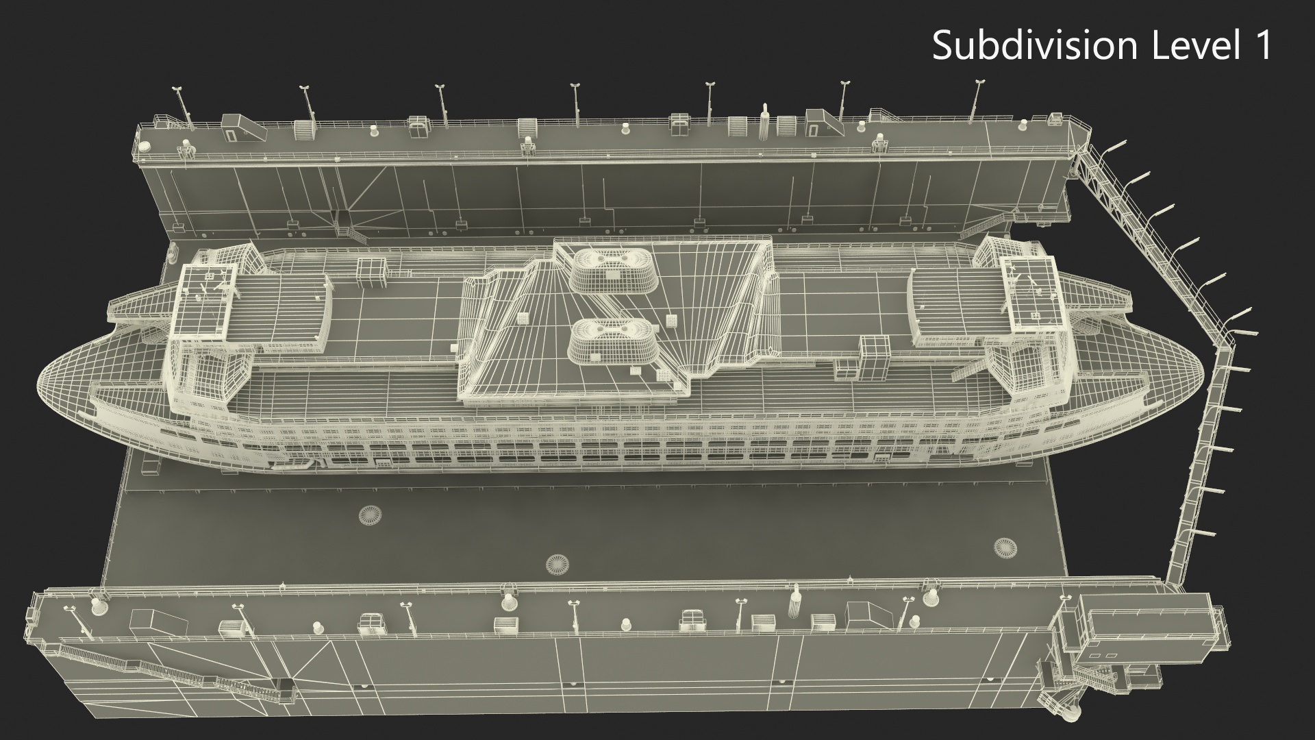 3D model Large Ship in Floating Drydock