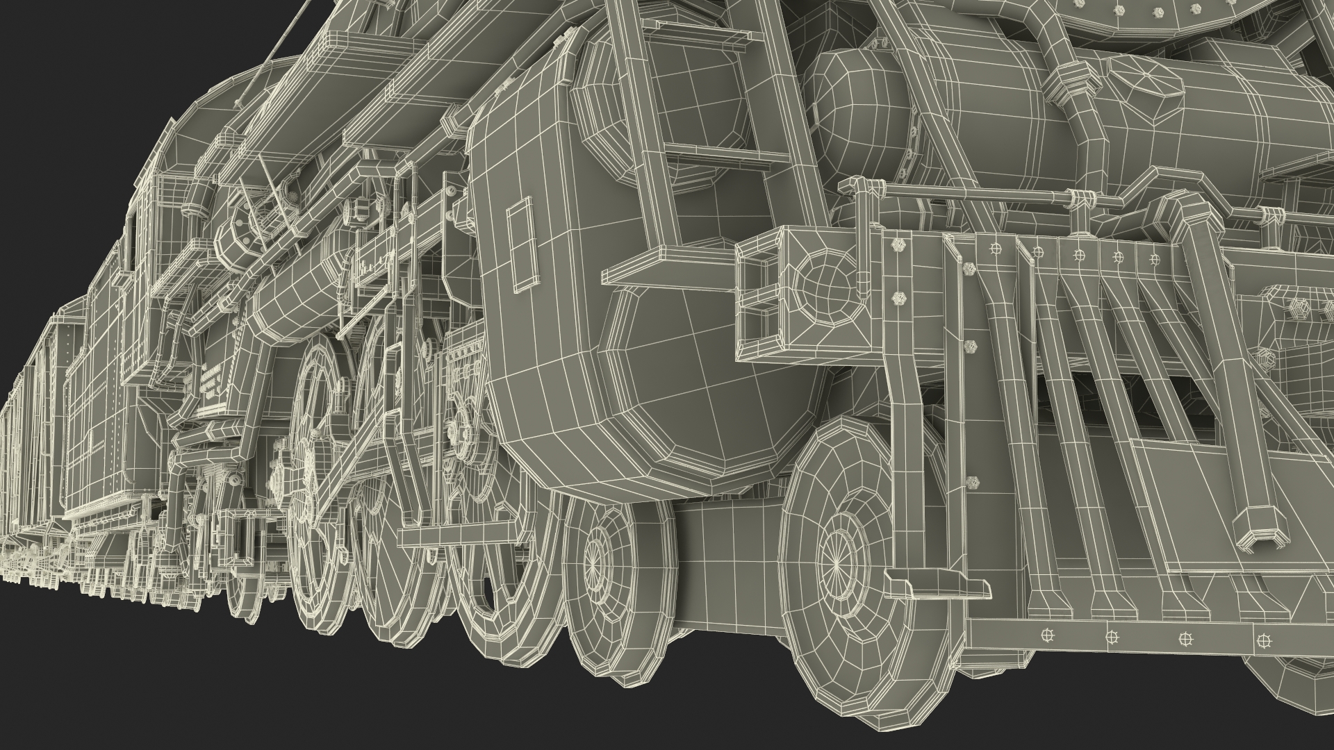 3D model Steam Engine with Freight Cars