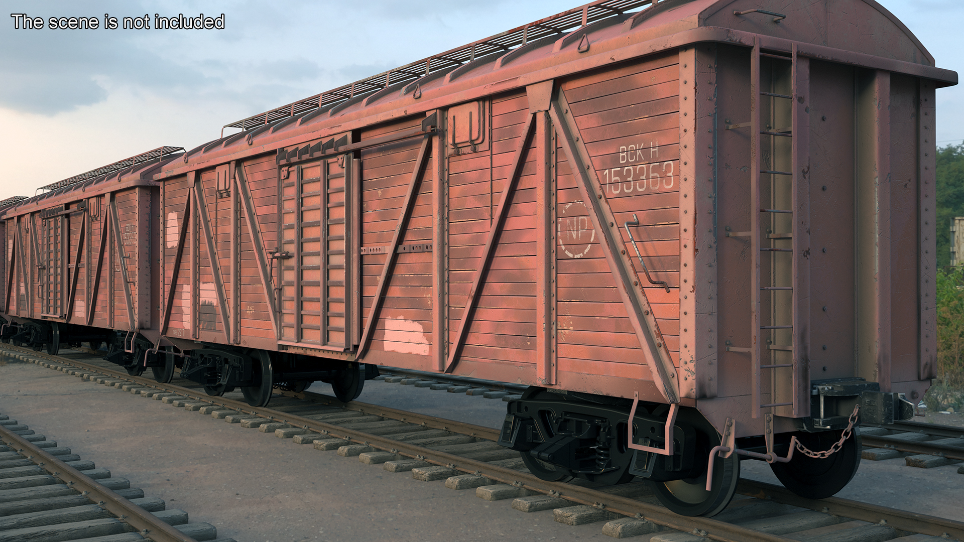 3D model Steam Engine with Freight Cars