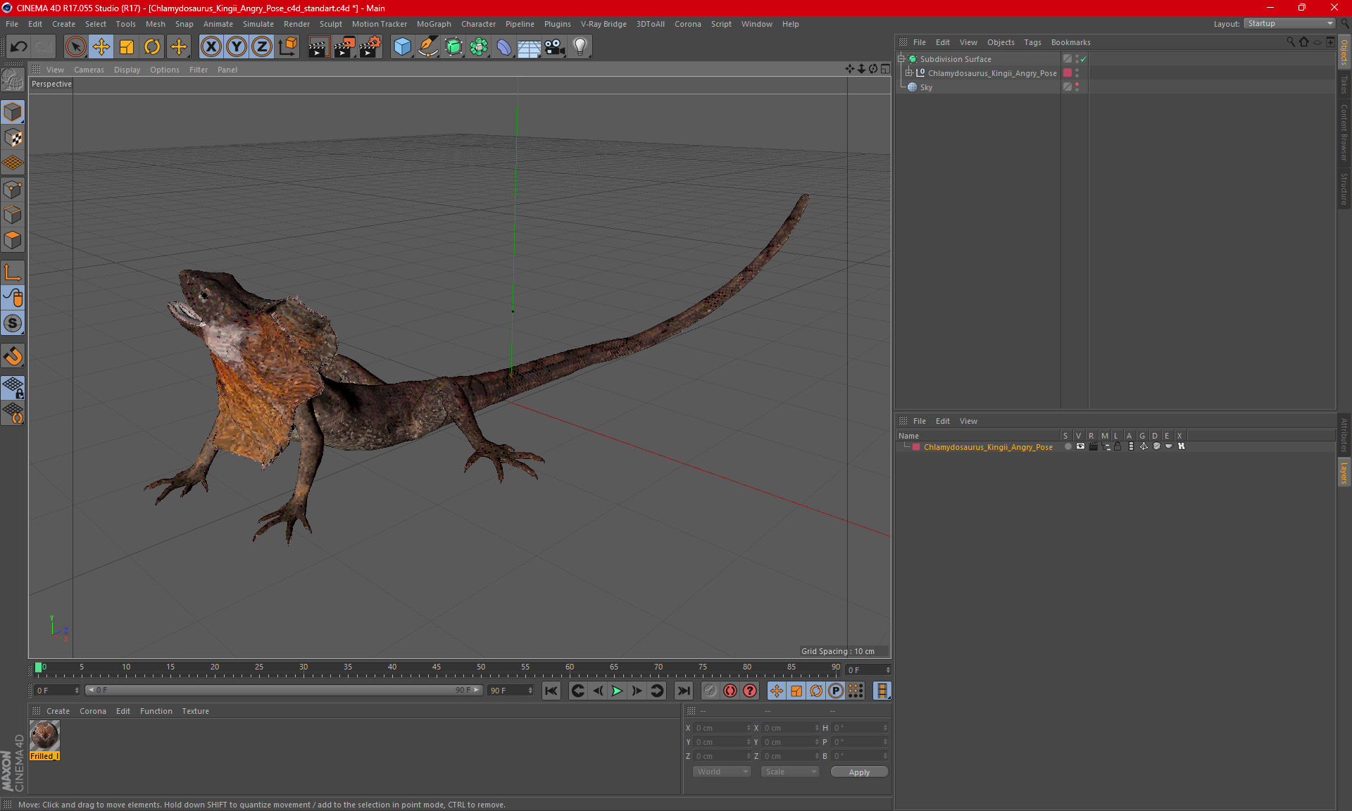 Chlamydosaurus Kingii Angry Pose 3D