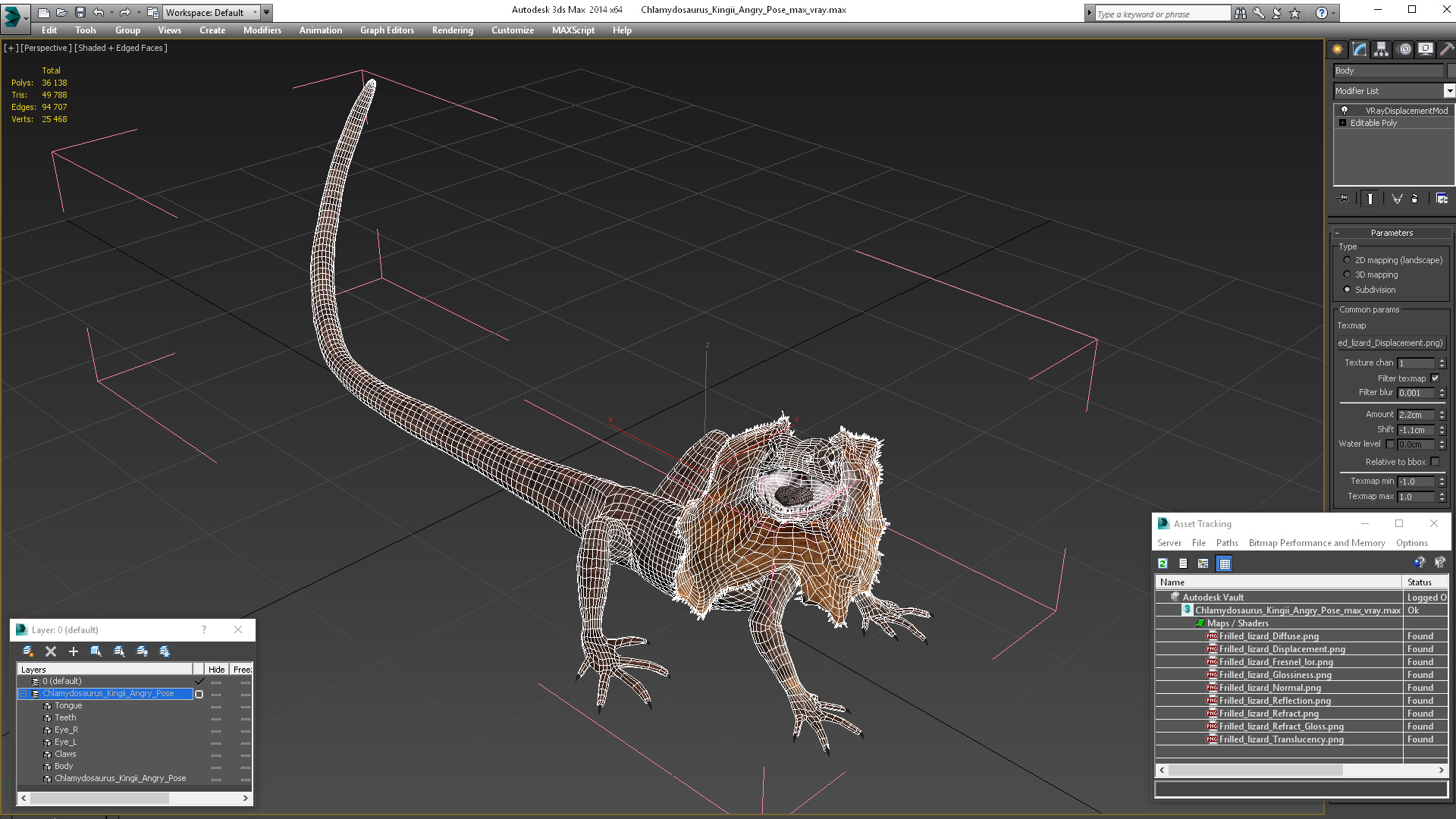 Chlamydosaurus Kingii Angry Pose 3D