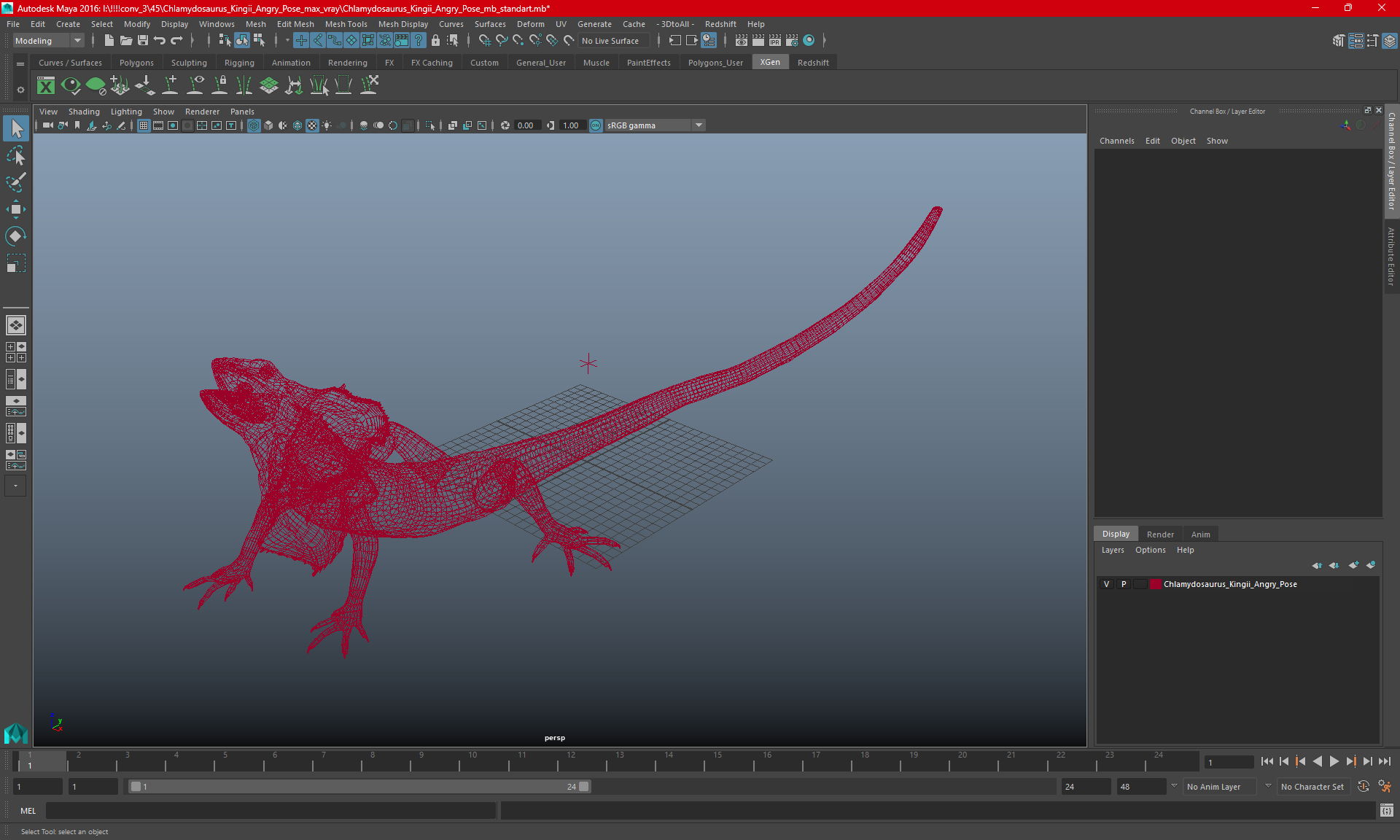 Chlamydosaurus Kingii Angry Pose 3D