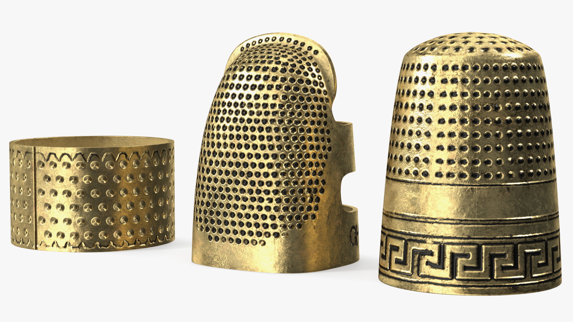 3D model Tailor Finger Protectors Golden Set