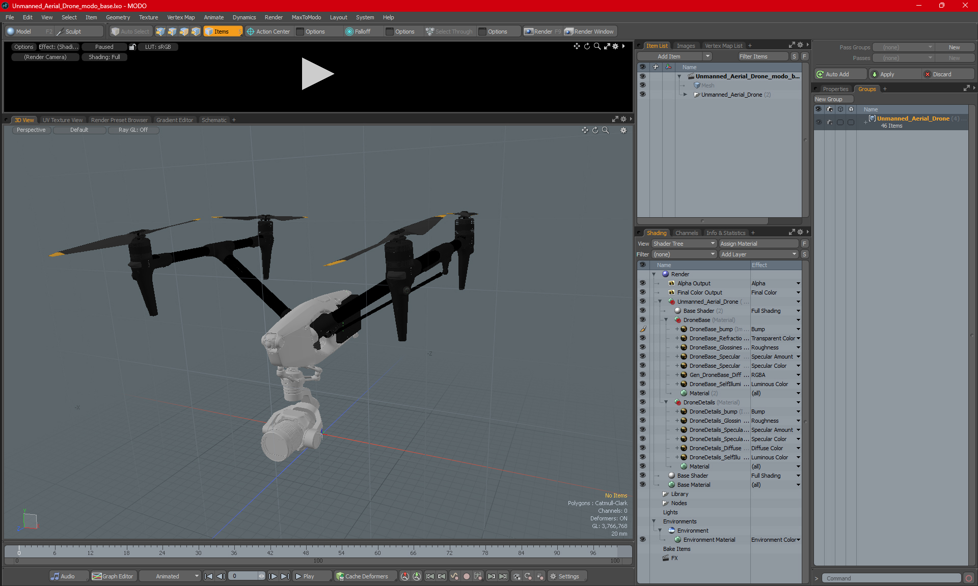 3D Unmanned Aerial Drone