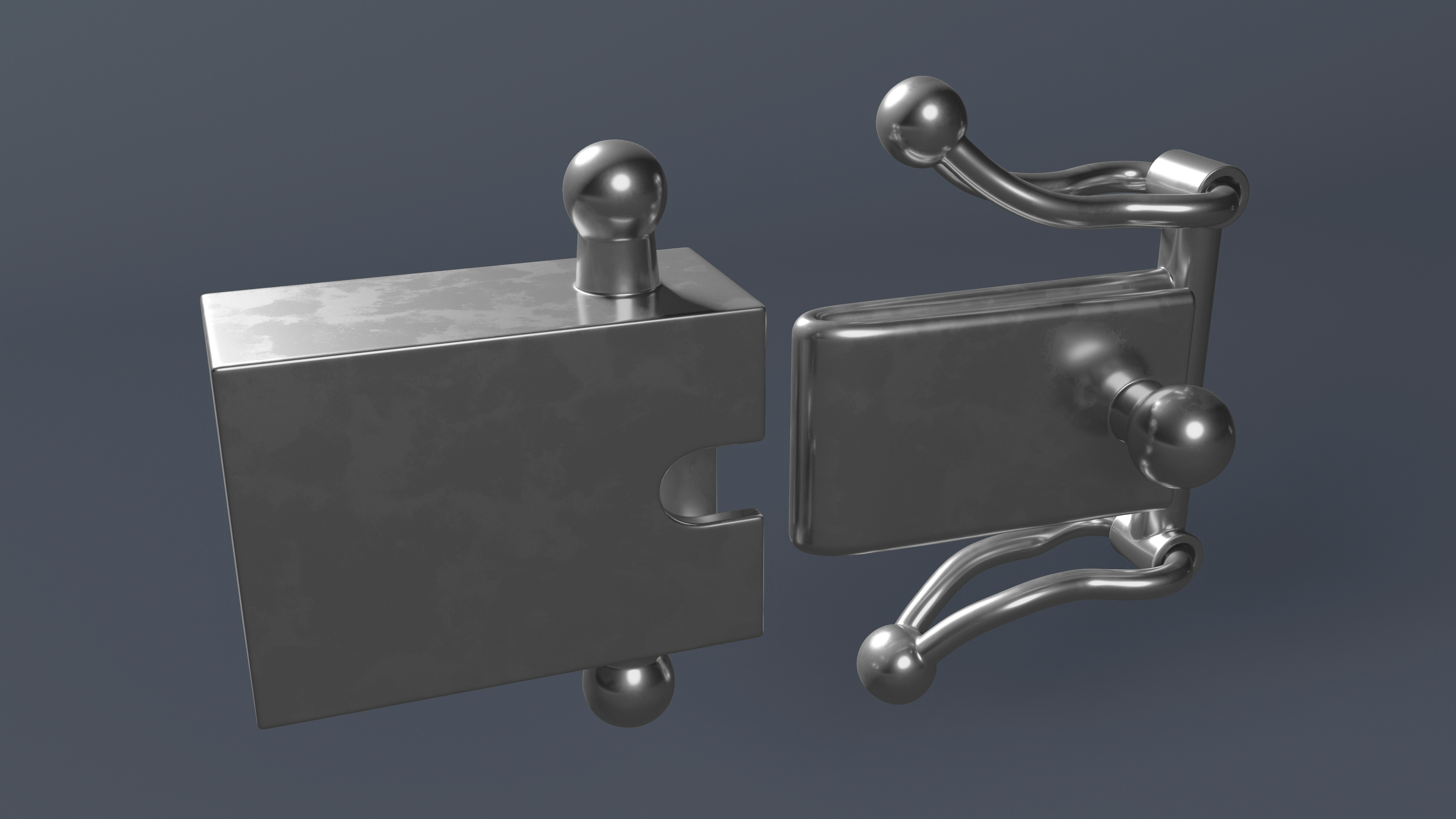 3D model Jewelry Clasps Set Silver