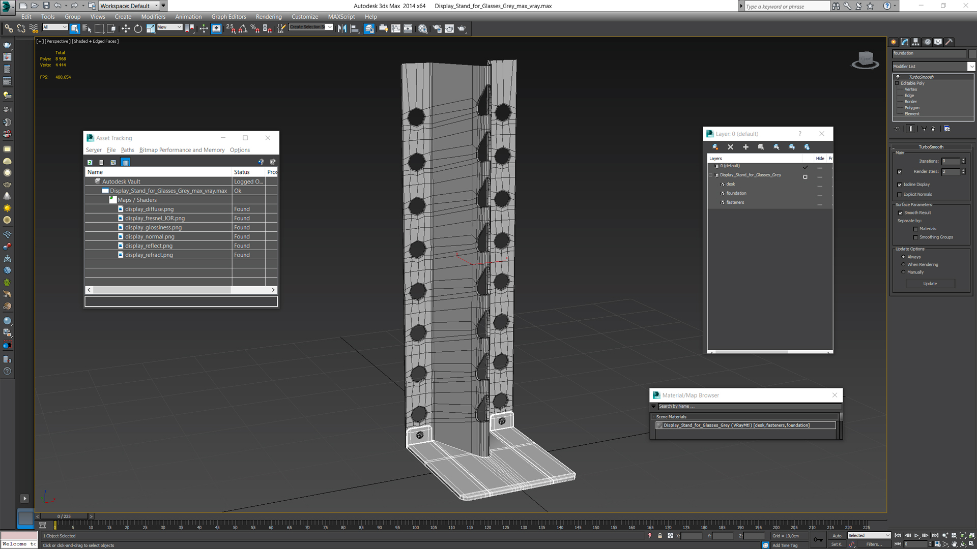 3D model Display Stand for Glasses Grey