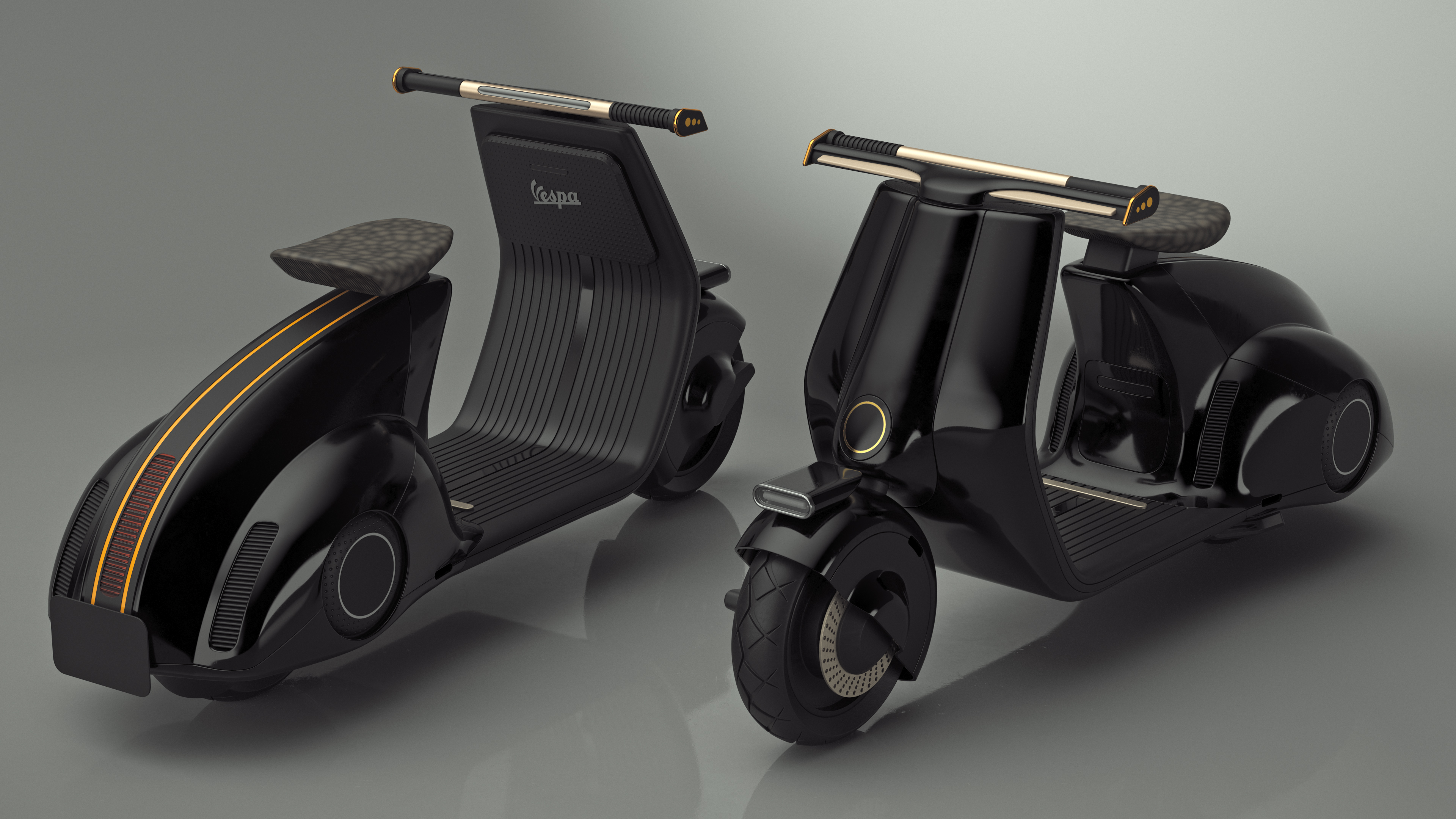 Modern Electric Scooter Black 3D model