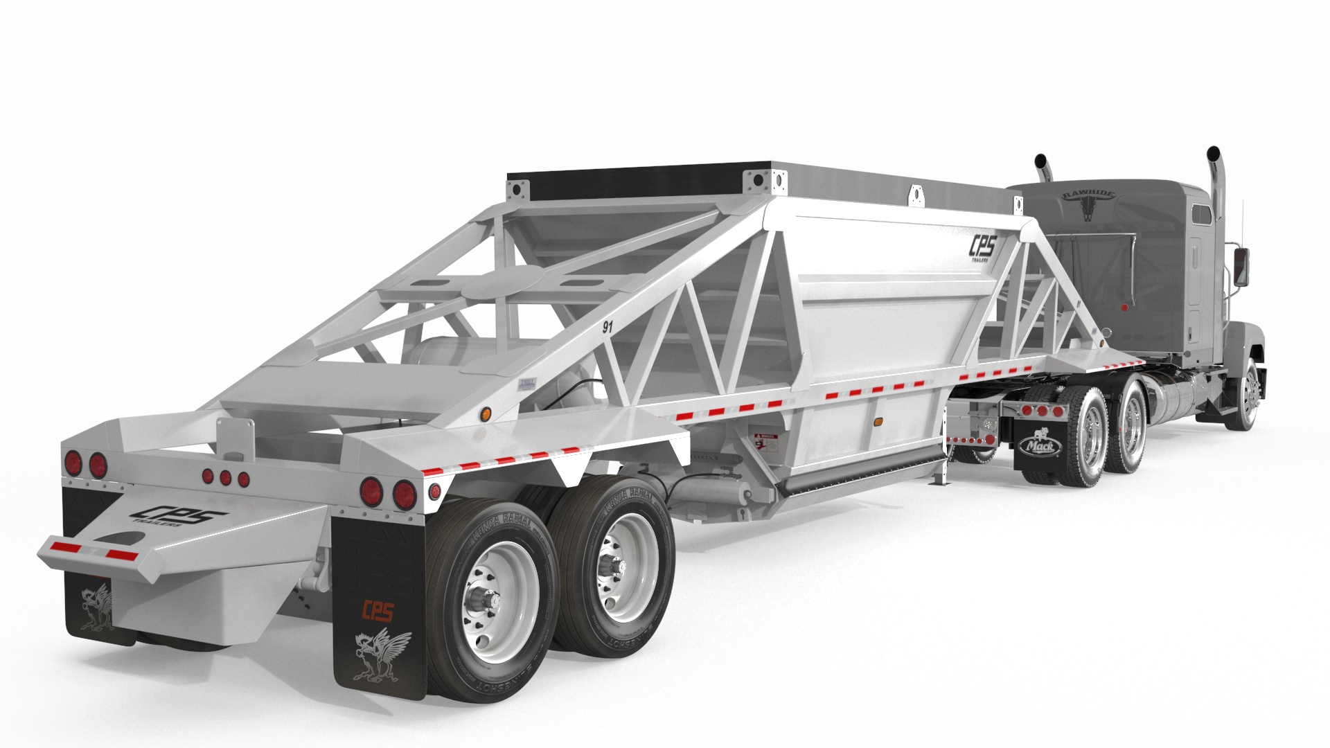 3D Mack CHU613 Truck with Manac Bottom Dump Trailer model