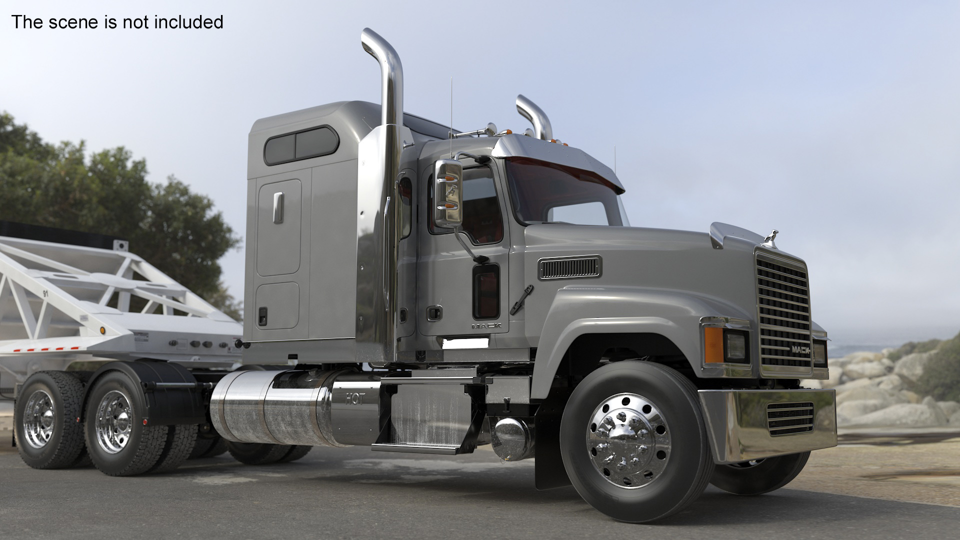 3D Mack CHU613 Truck with Manac Bottom Dump Trailer model