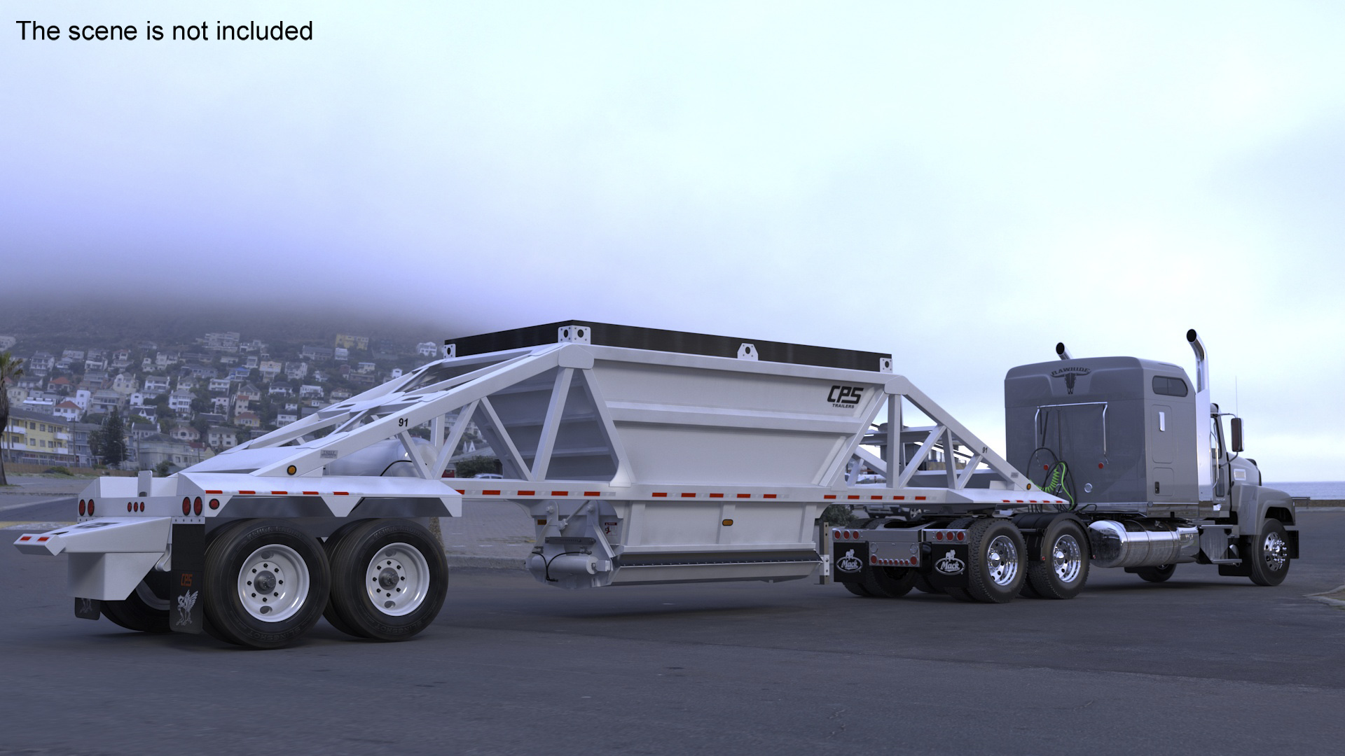 3D Mack CHU613 Truck with Manac Bottom Dump Trailer model