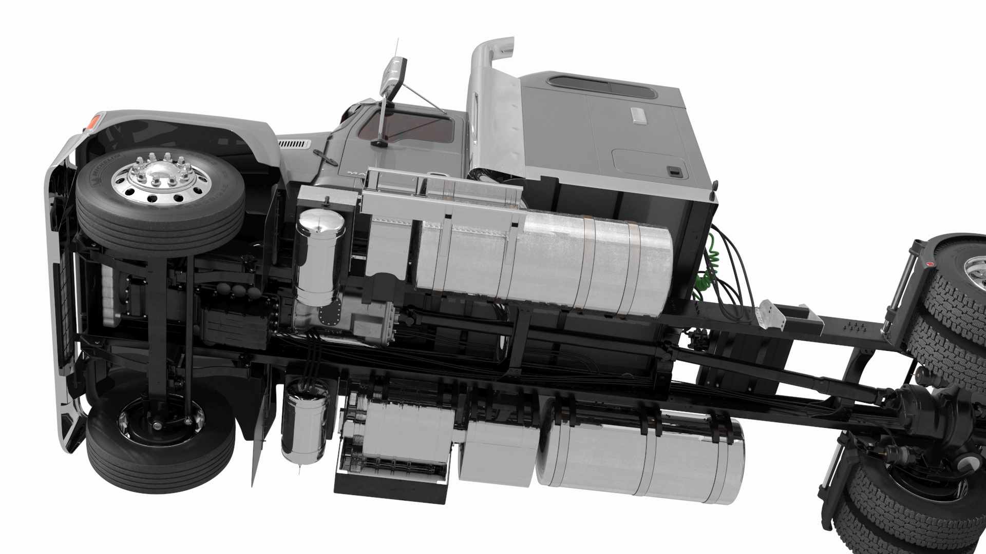 3D Mack CHU613 Truck with Manac Bottom Dump Trailer model