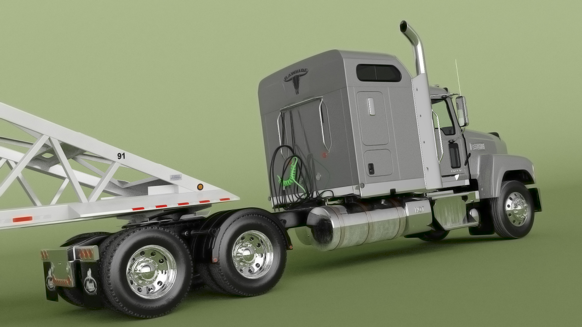3D Mack CHU613 Truck with Manac Bottom Dump Trailer model