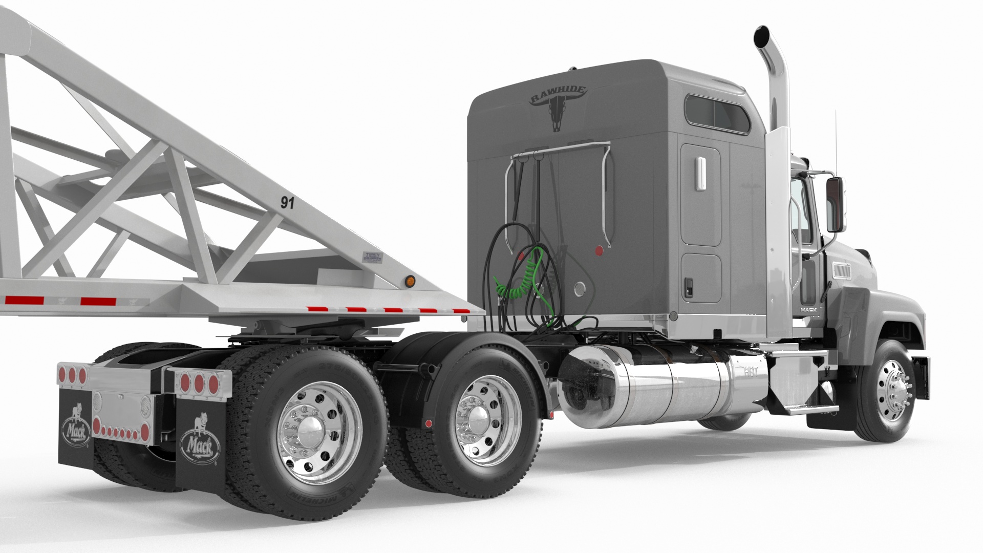 3D Mack CHU613 Truck with Manac Bottom Dump Trailer model